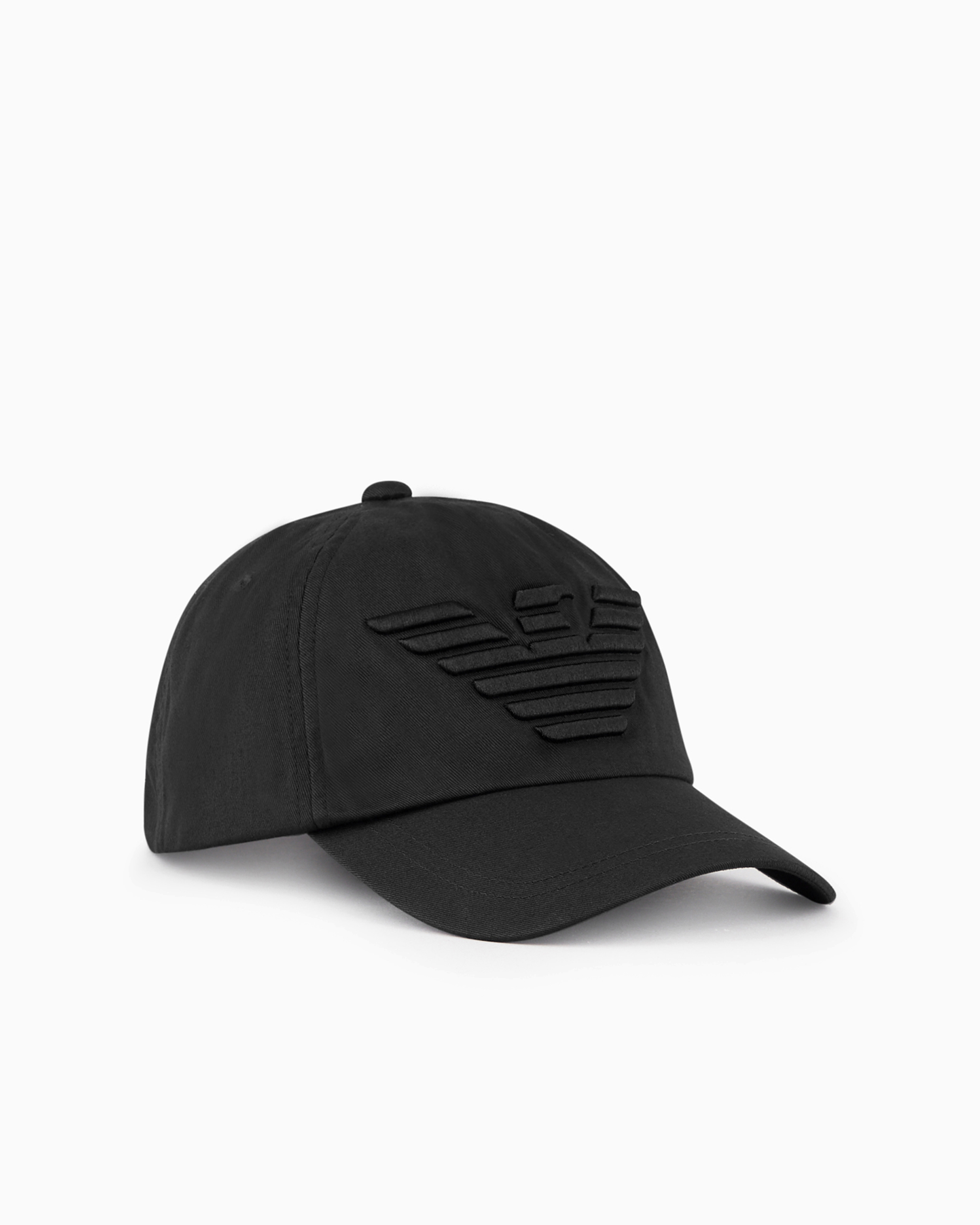 Emporio Armani Official Store Baseball Cap With Embroidered Oversized Eagle In Black