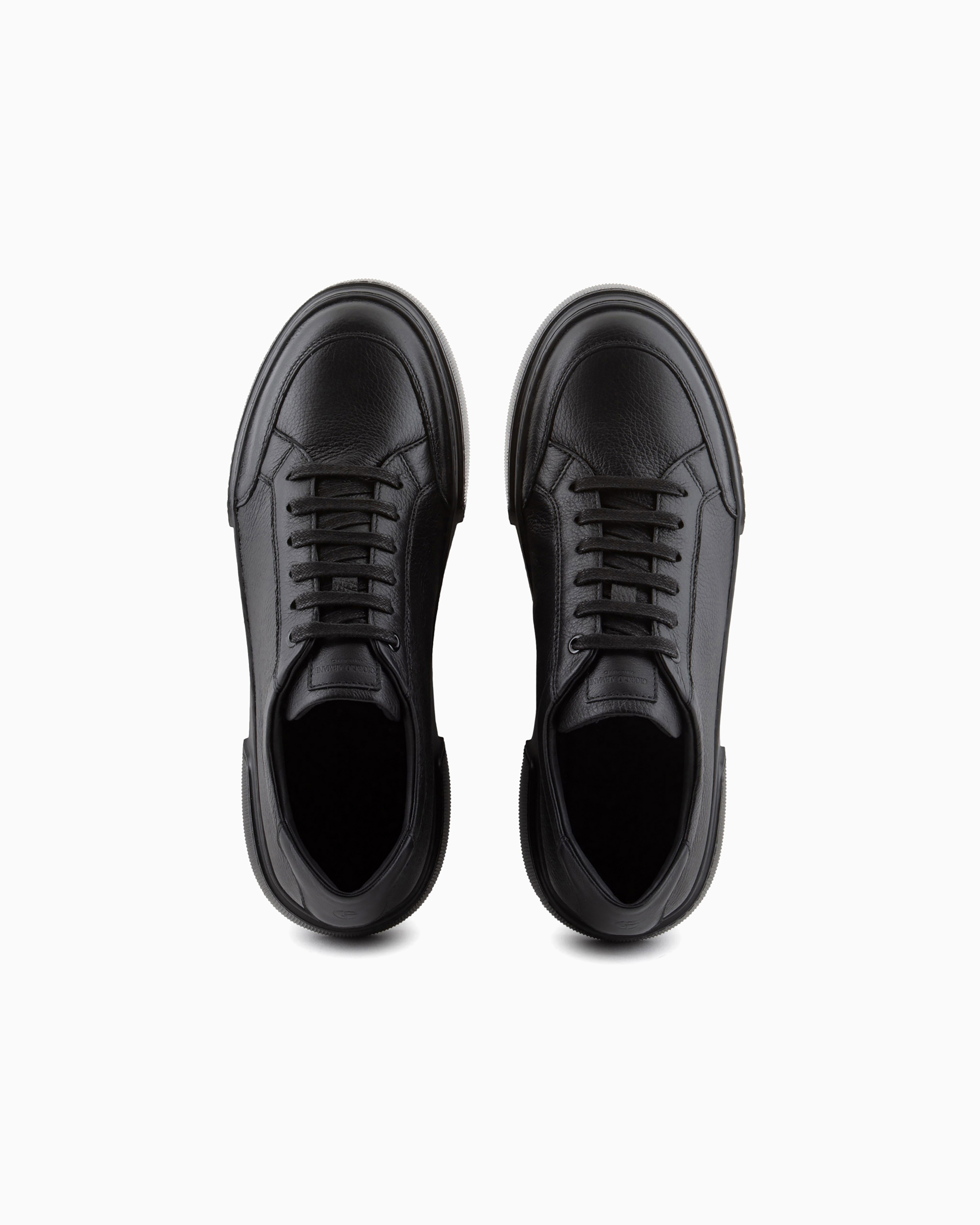 Giorgio Armani Official Store Deerskin Sneakers In Black