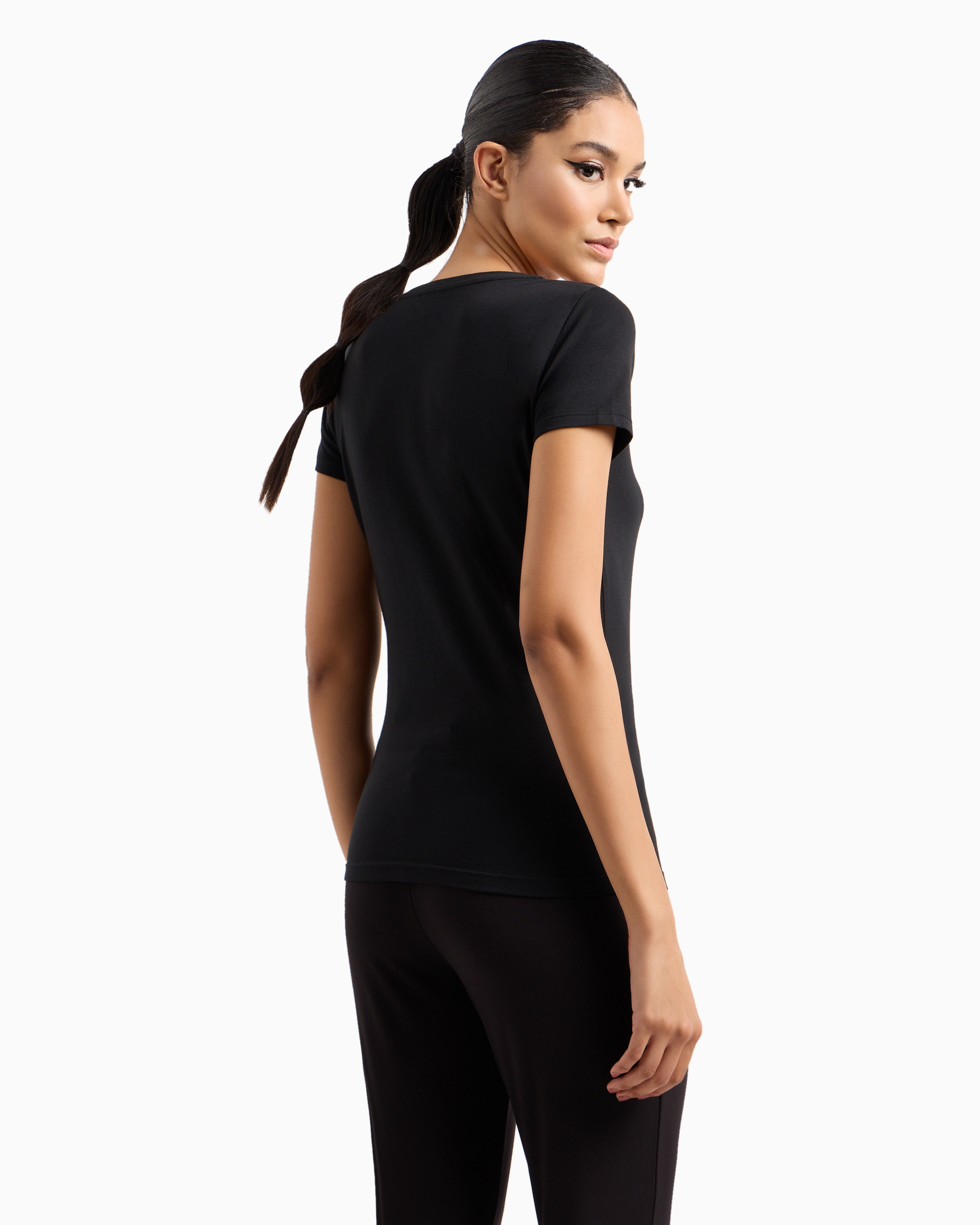 Emporio Armani Evolution Cotton-blend Jersey T-shirt In Black