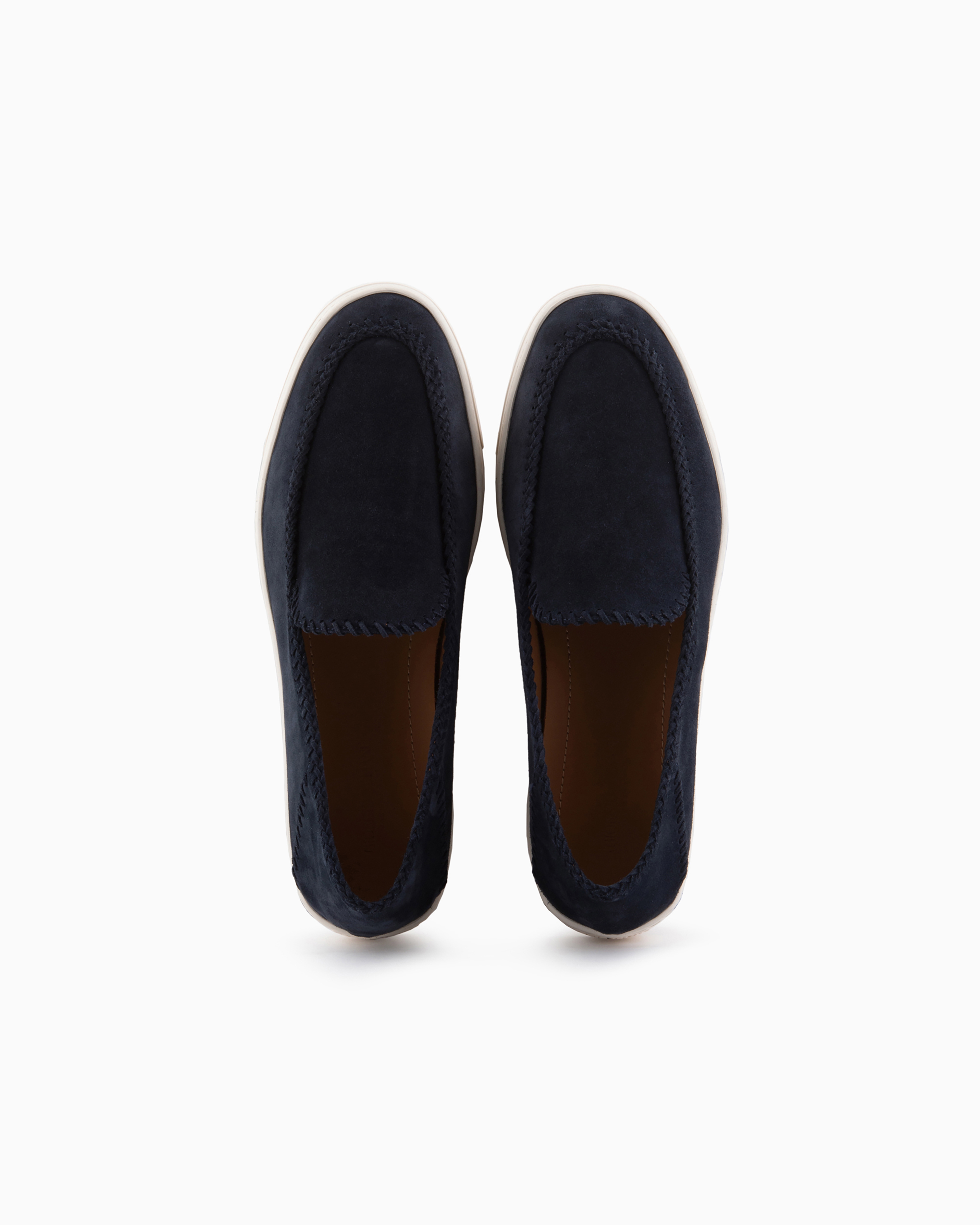 Giorgio Armani Official Store Suede Slip-ons In Navy Blue