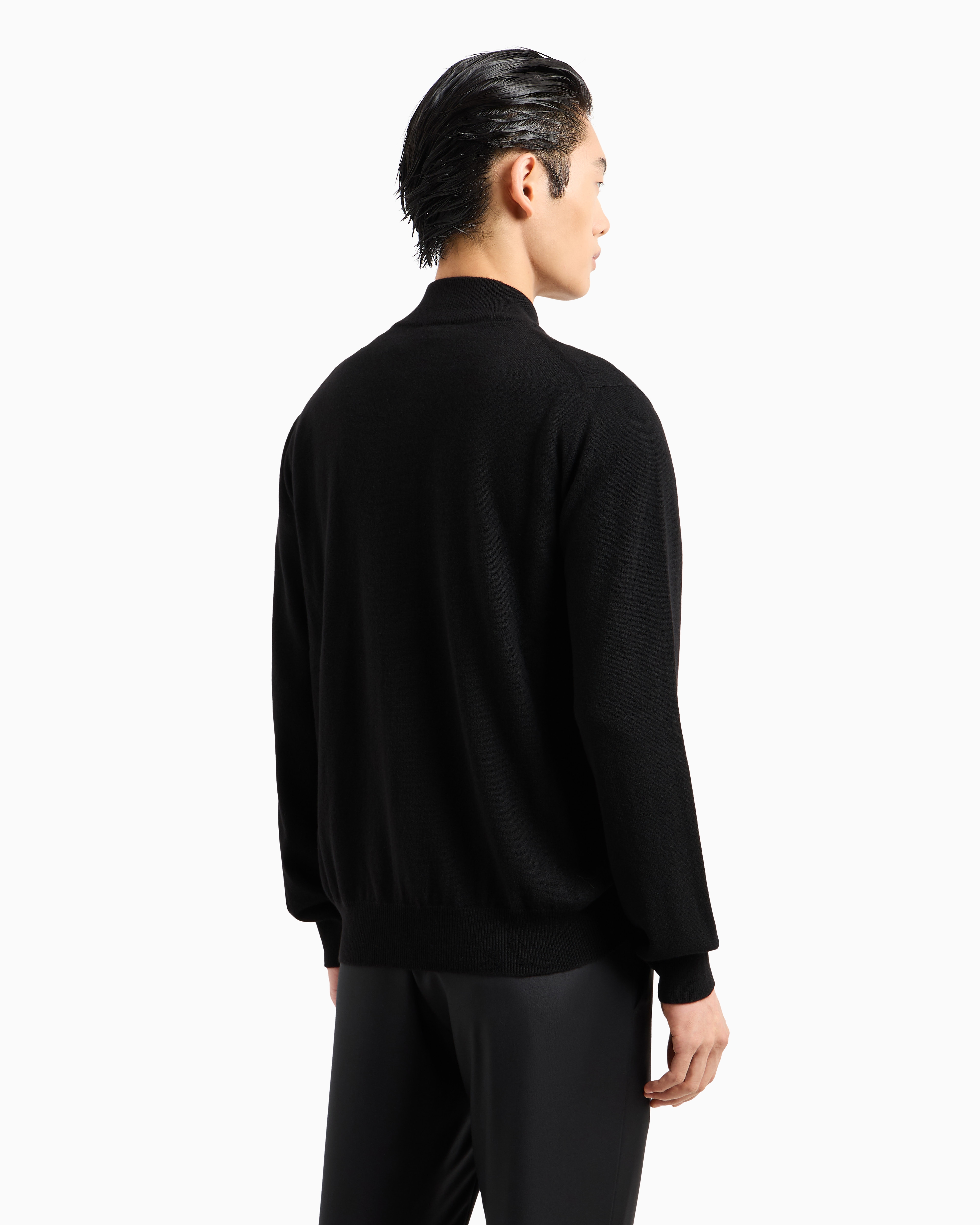 Shop Giorgio Armani Zipped Cardigan In Cashmere In Black