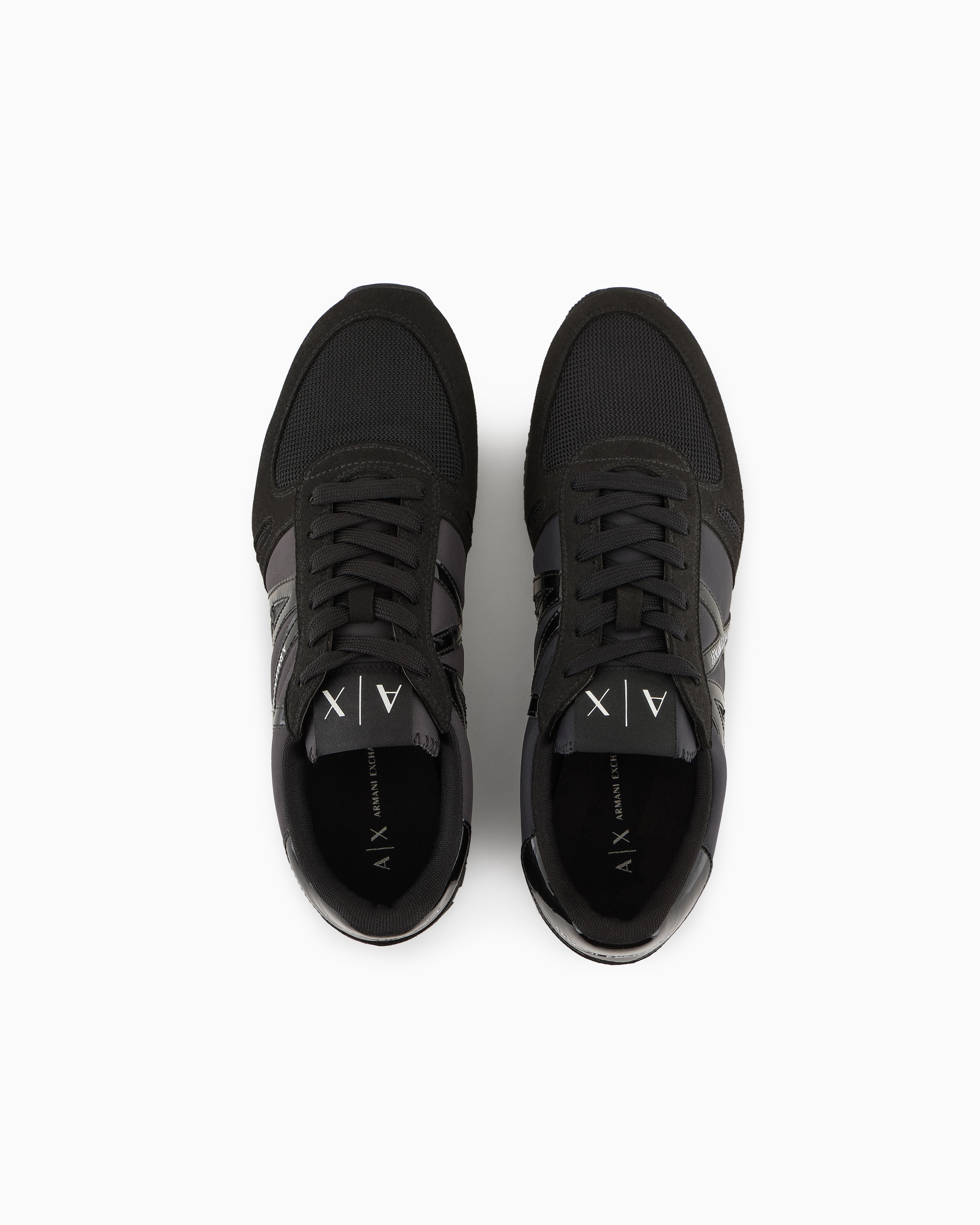 Armani Exchange Embossed-logo Panelled Sneakers In Black