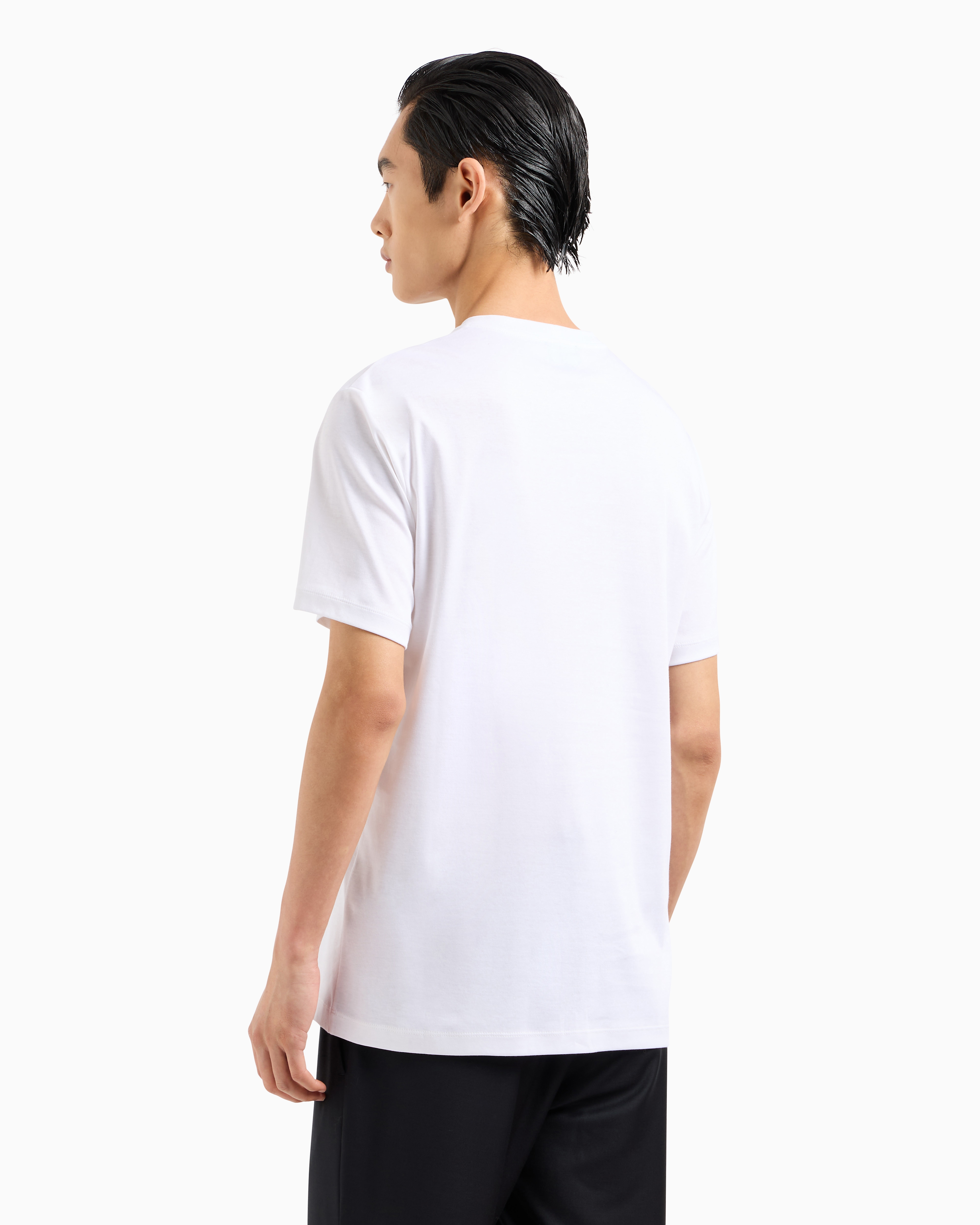 GIORGIO ARMANI COTTON-INTERLOCK T-SHIRT WITH EMBROIDERED LOGO