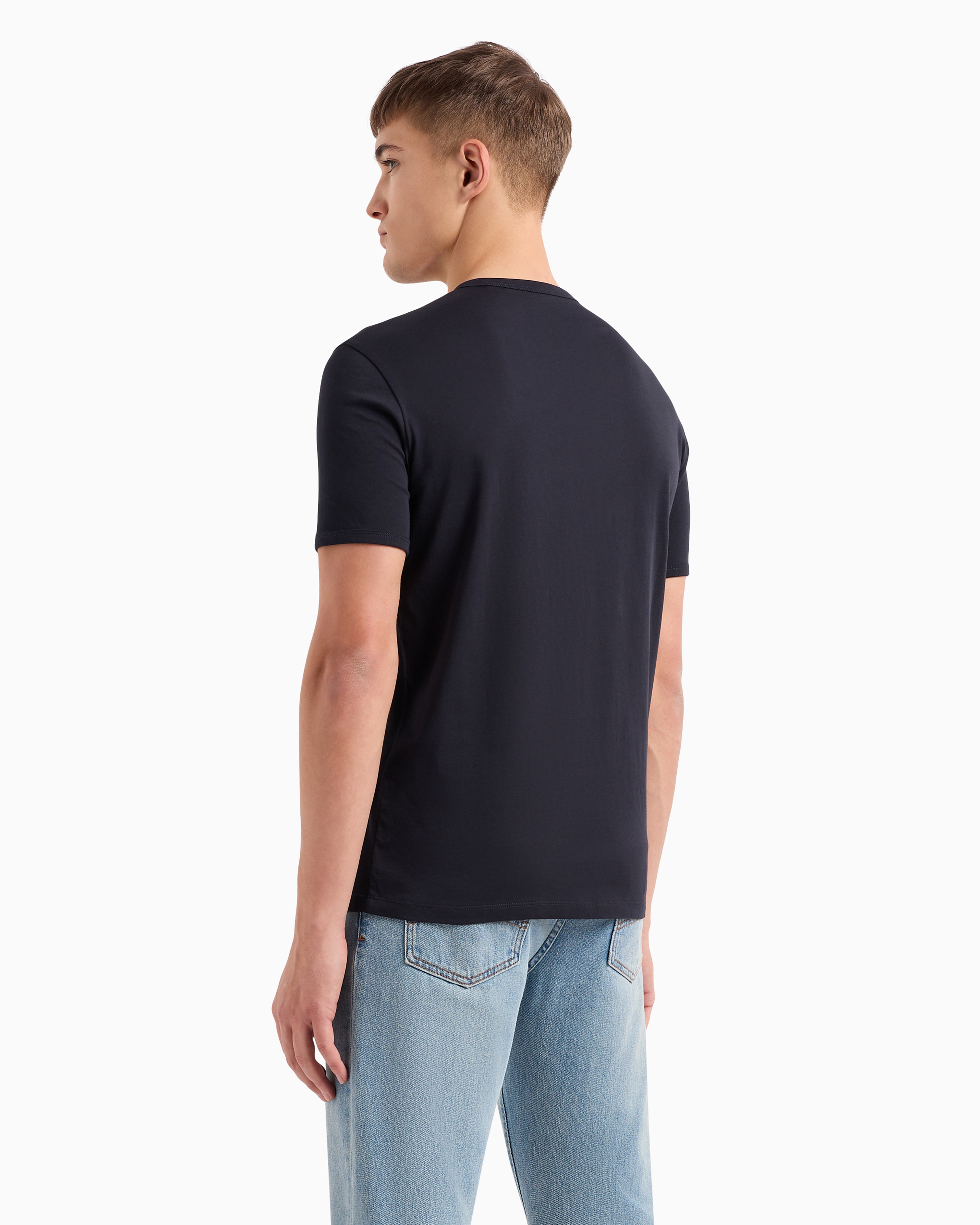 Shop Armani Exchange Regular Fit Jersey T-shirt In Navy Blue