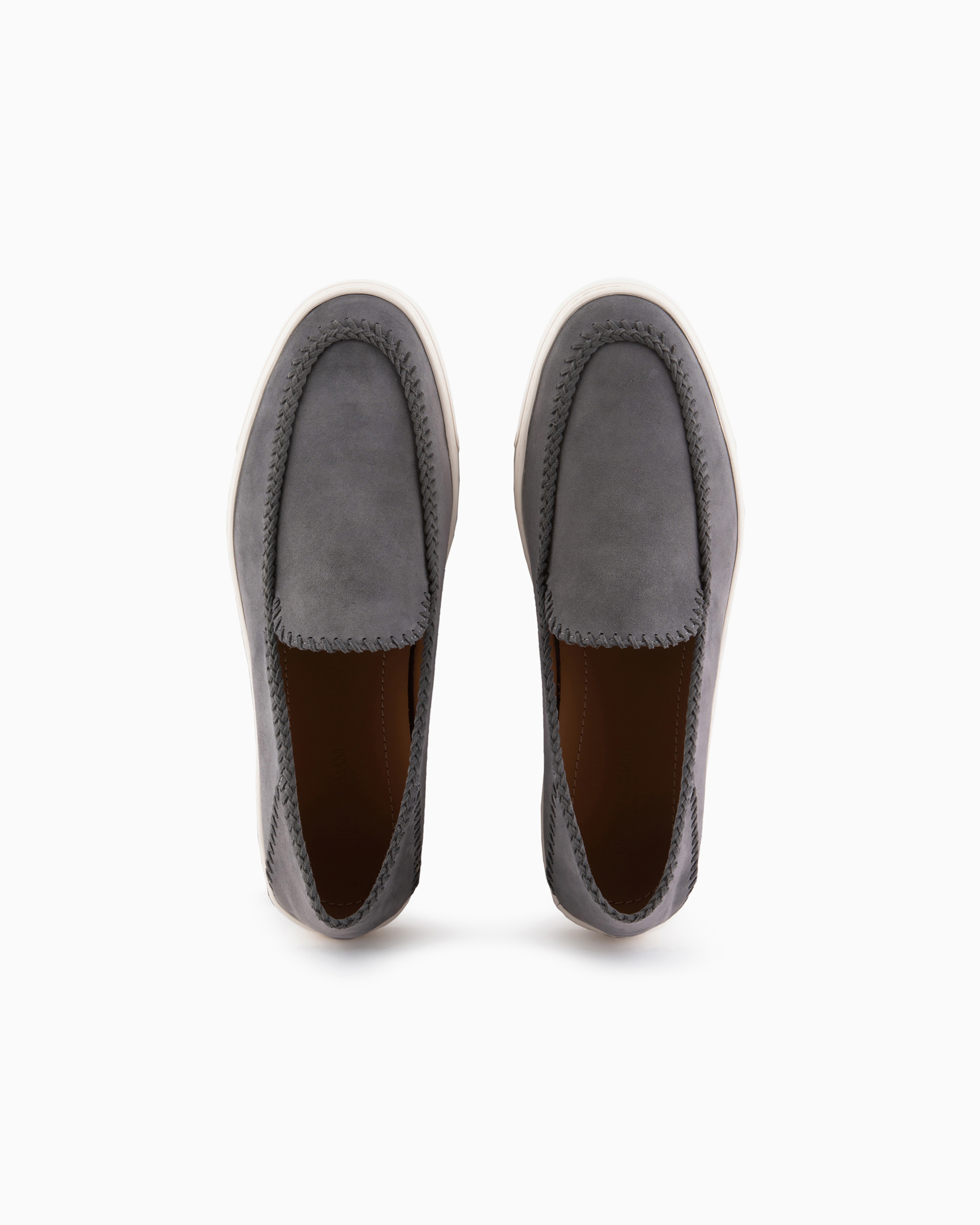 Giorgio Armani Official Store Galleria 3 Suede Slip-ons In Gray