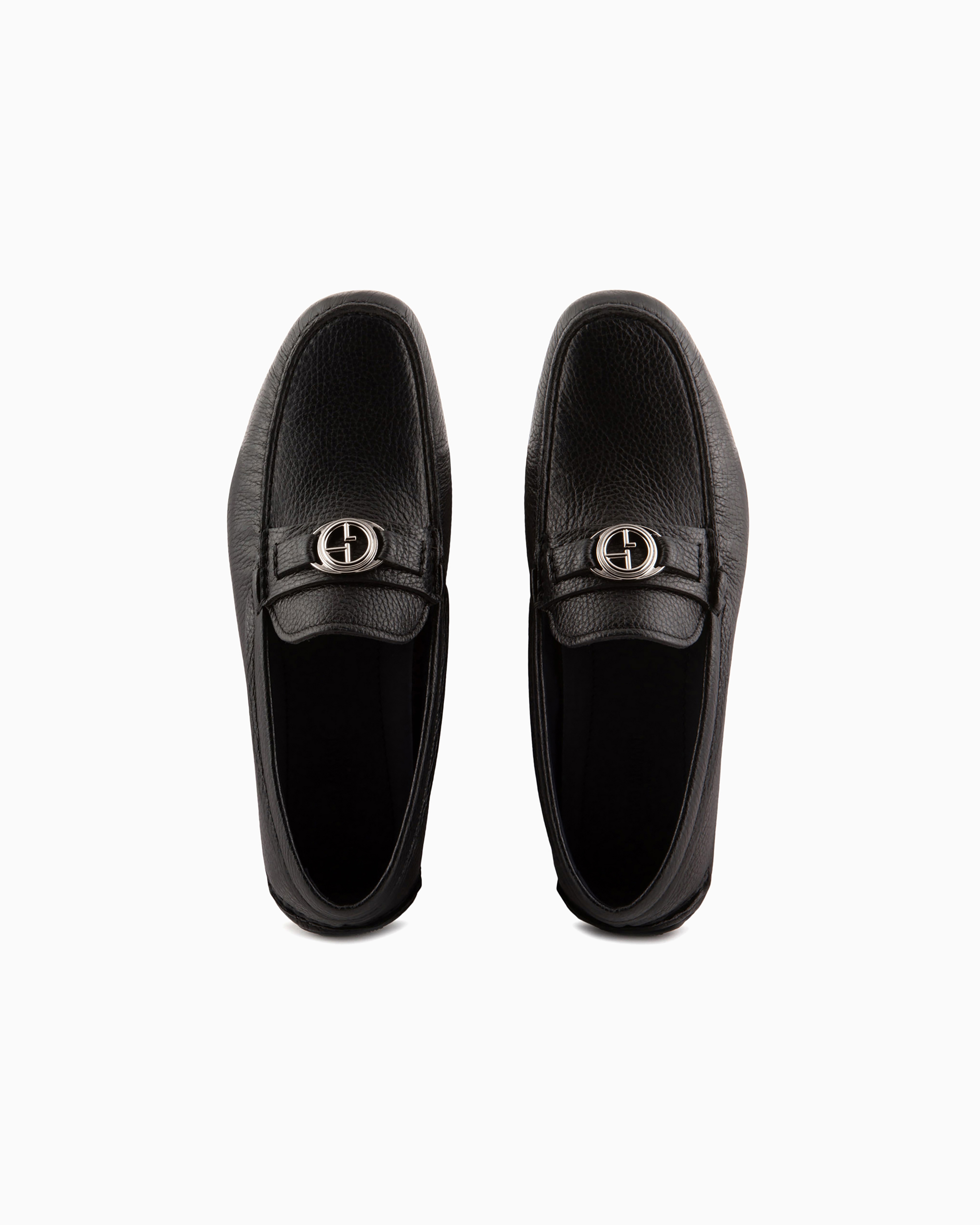 Giorgio Armani Official Store Deerskin Loafers In Black