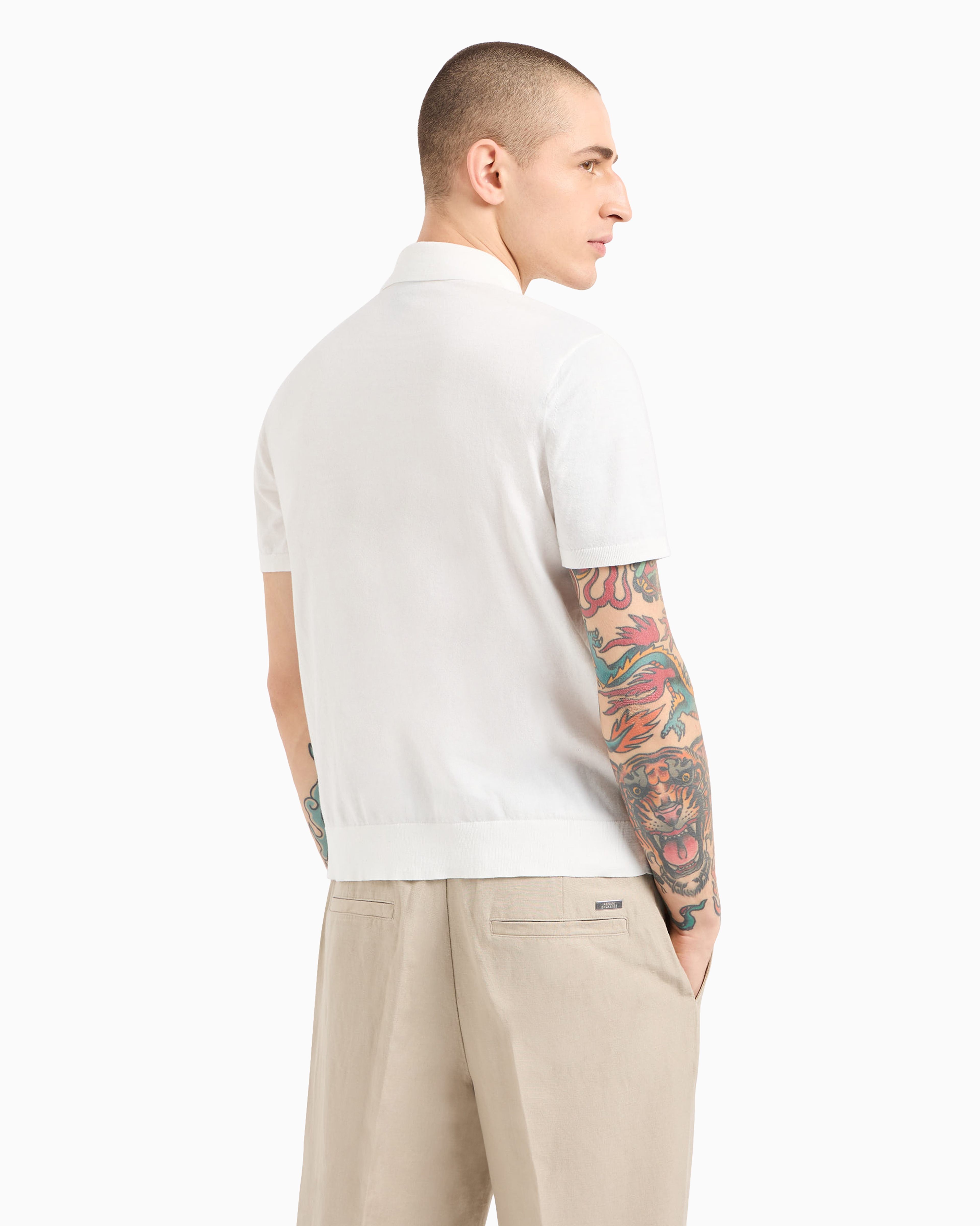 Armani Exchange Pique Polo Shirt With Contrasting Details In White