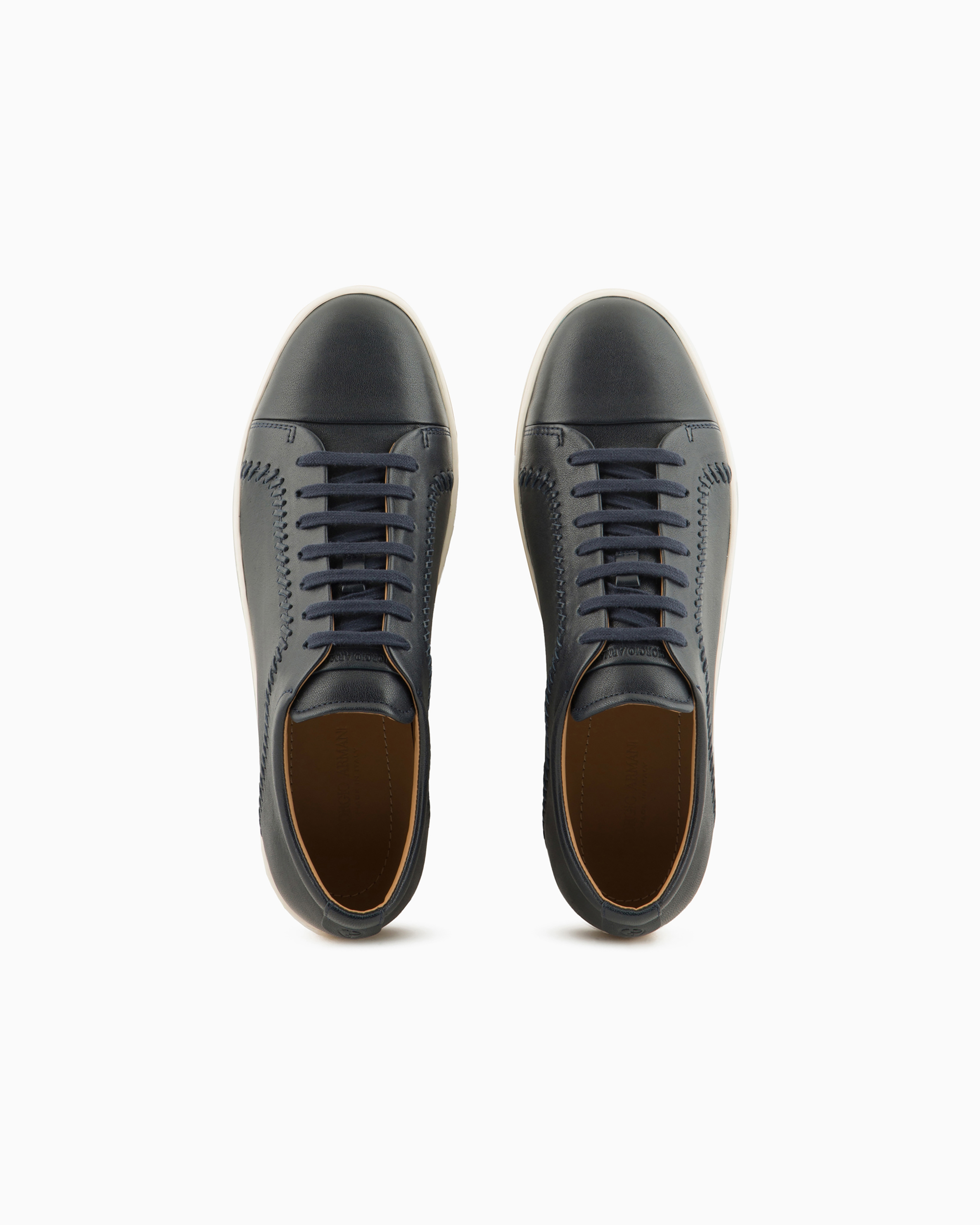 Giorgio Armani Official Store Nappa-leather Sneakers In Blue
