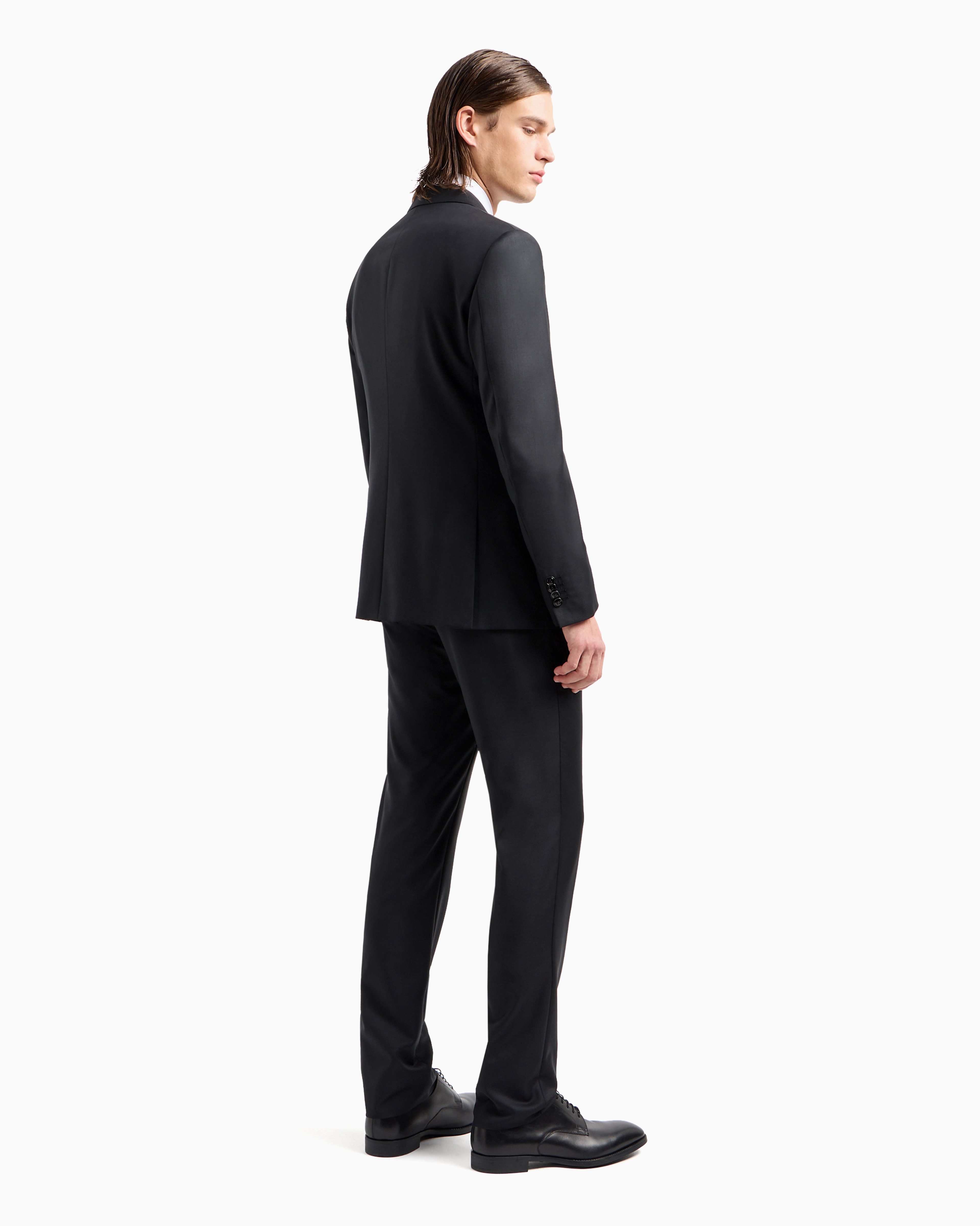 Shop Giorgio Armani Soho Line Single-breasted Suit In Wool And Cashmere In Black