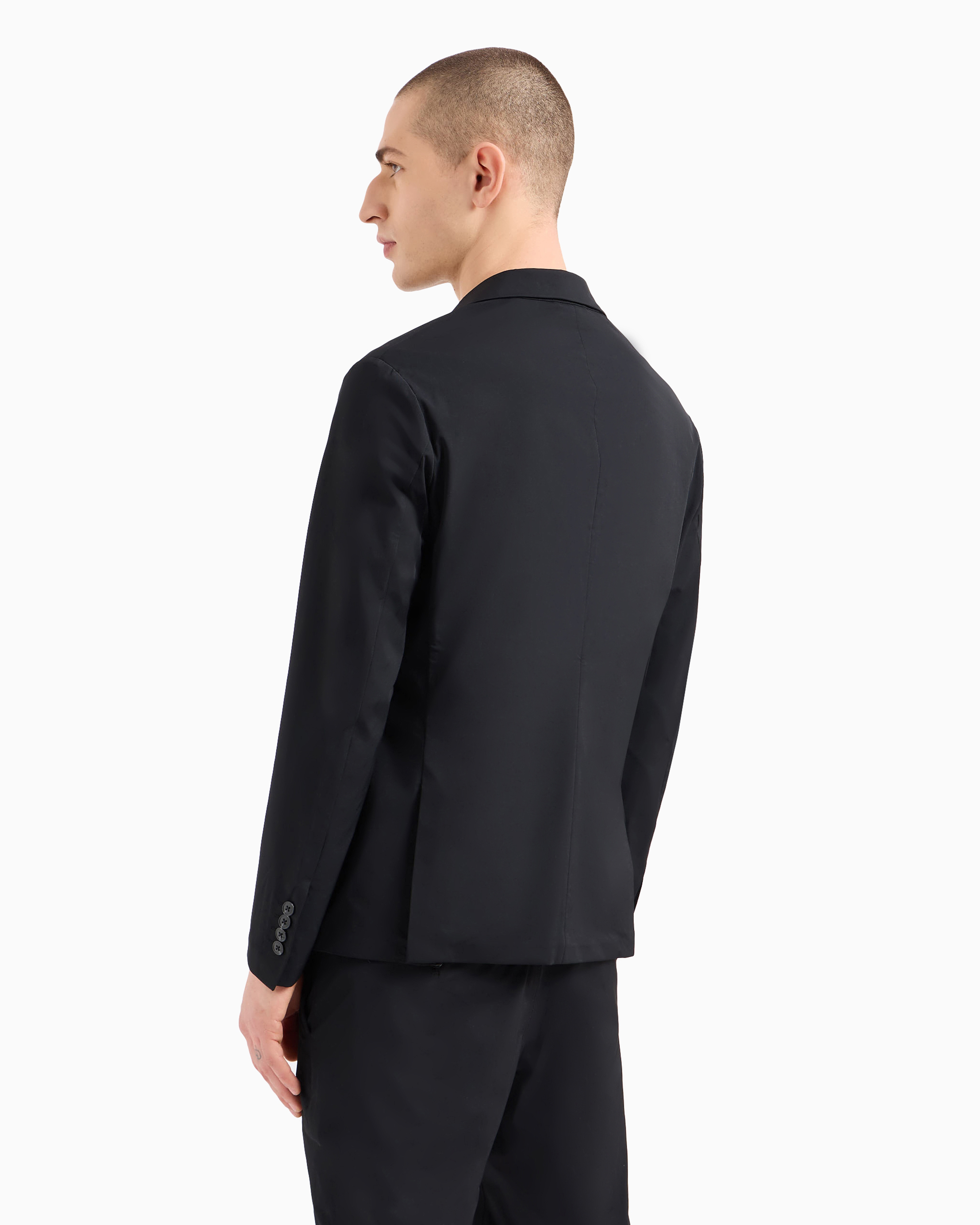 Armani Exchange Official Store Single-breasted Ultra-stretch Twill Jacket In Black