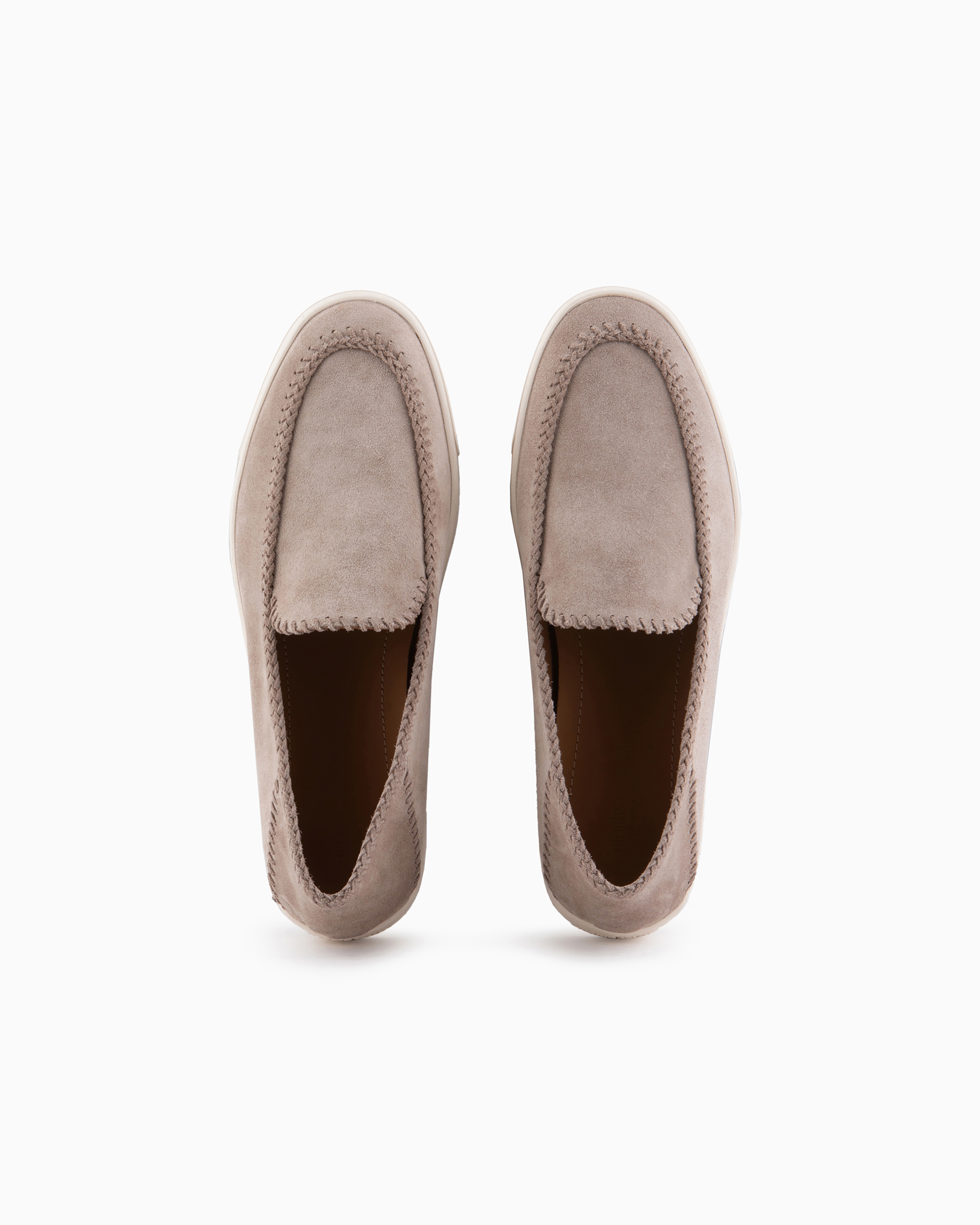Giorgio Armani Beige Cow Leather Slip-on Trainers In Multi