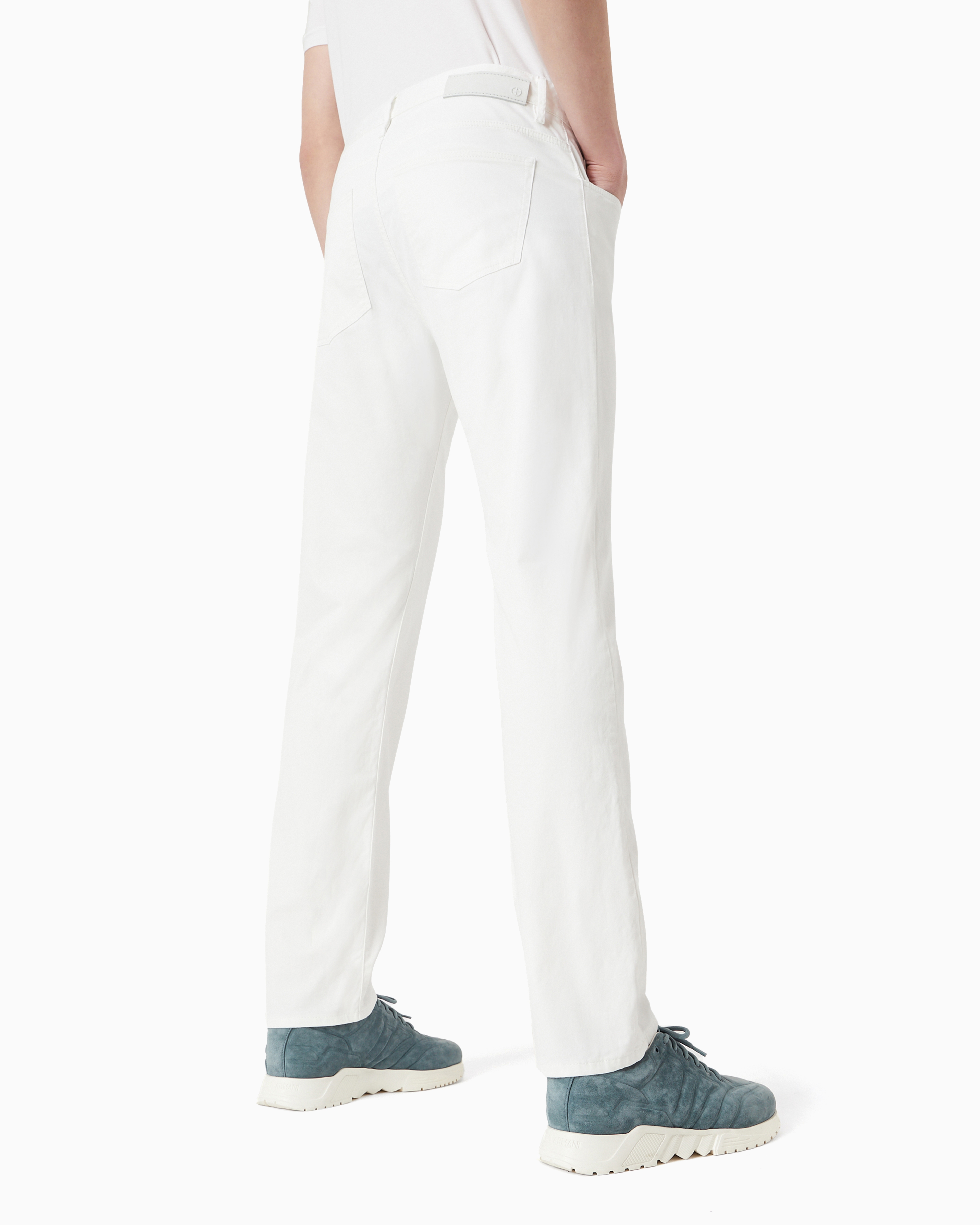 Shop Giorgio Armani Regular-fit, Five-pocket Trousers In Stretch Cotton In White