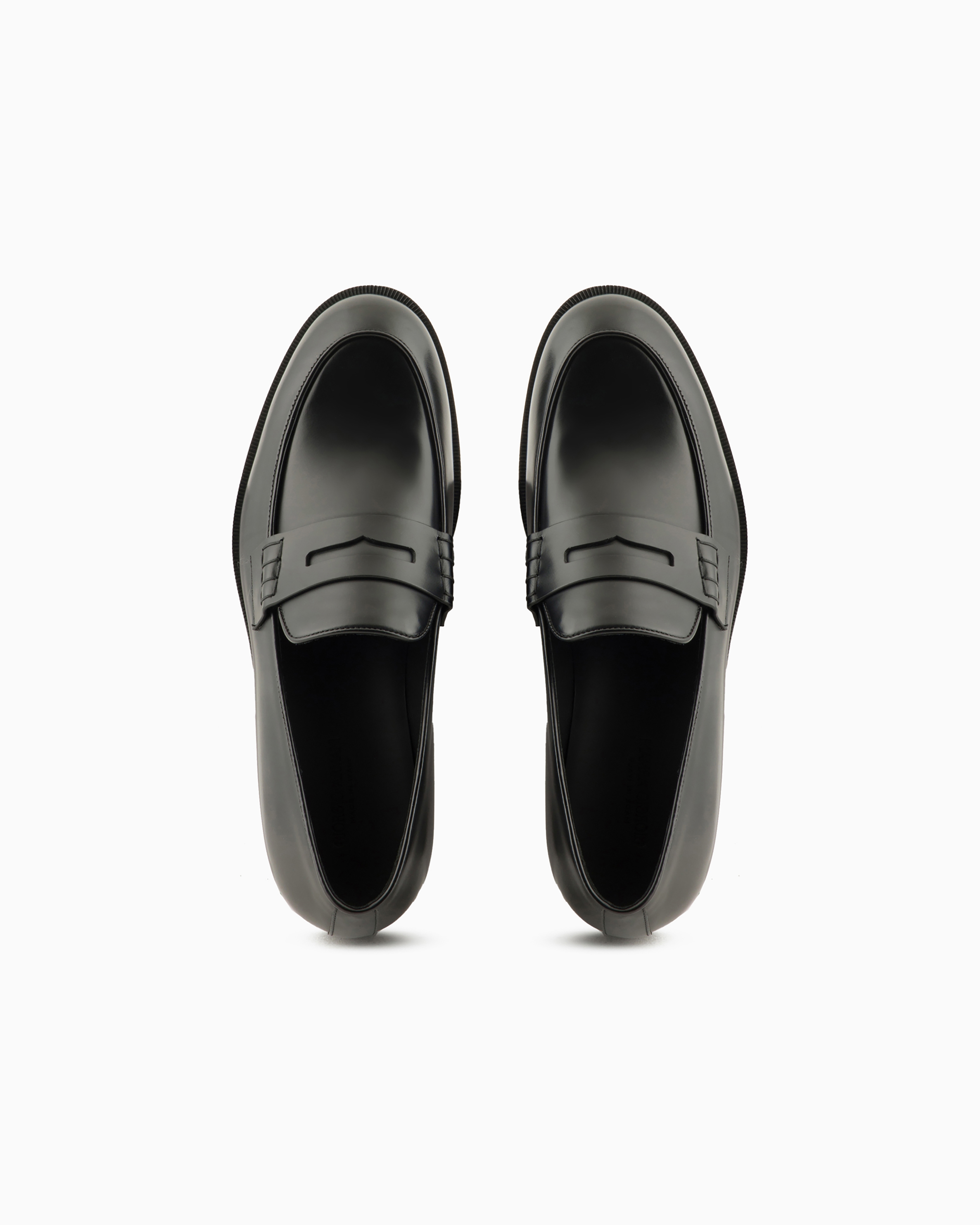 Shop Giorgio Armani Leather Loafers In Black