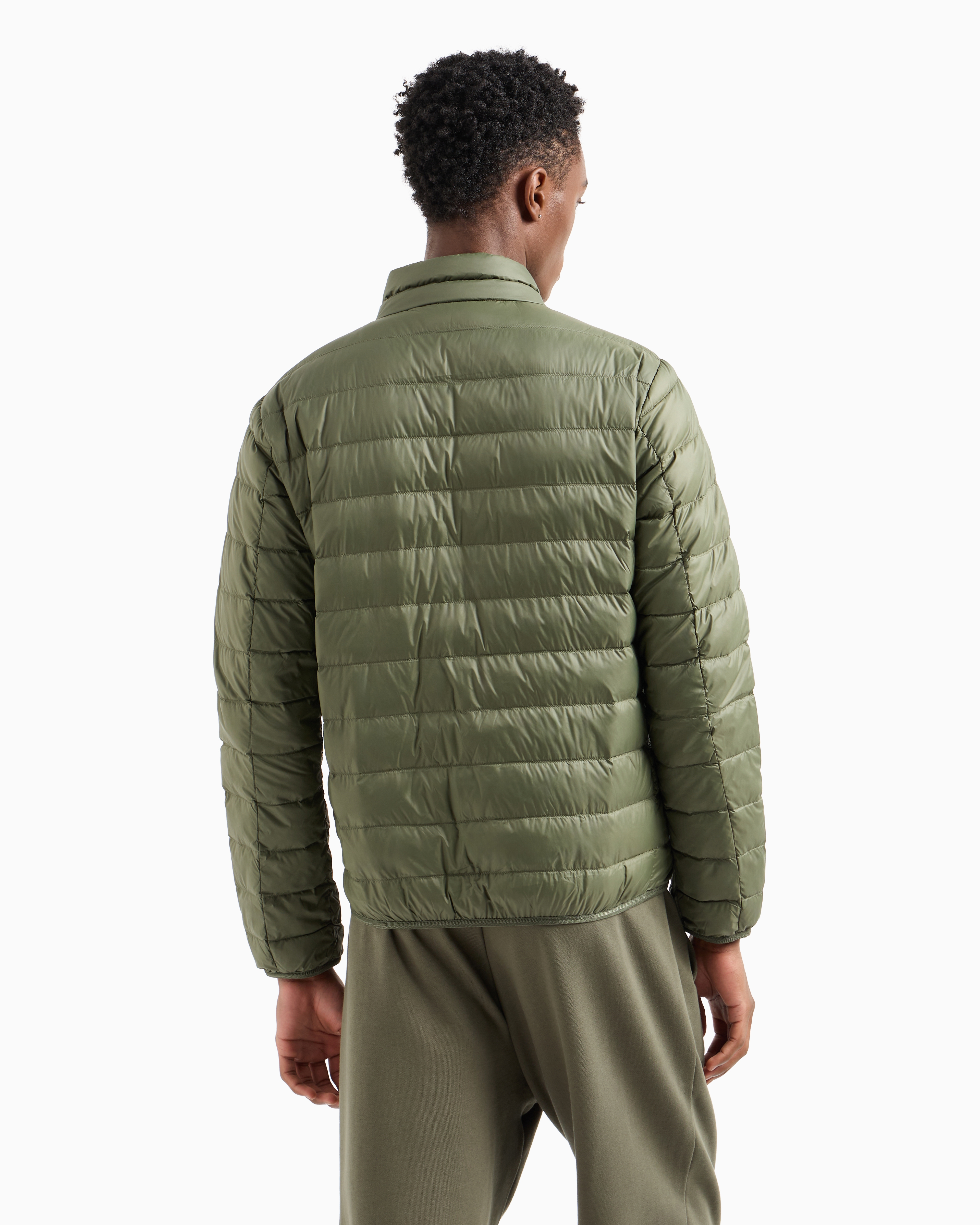 Shop Ea7 Core Identity Packable Down Jacket In Military Green