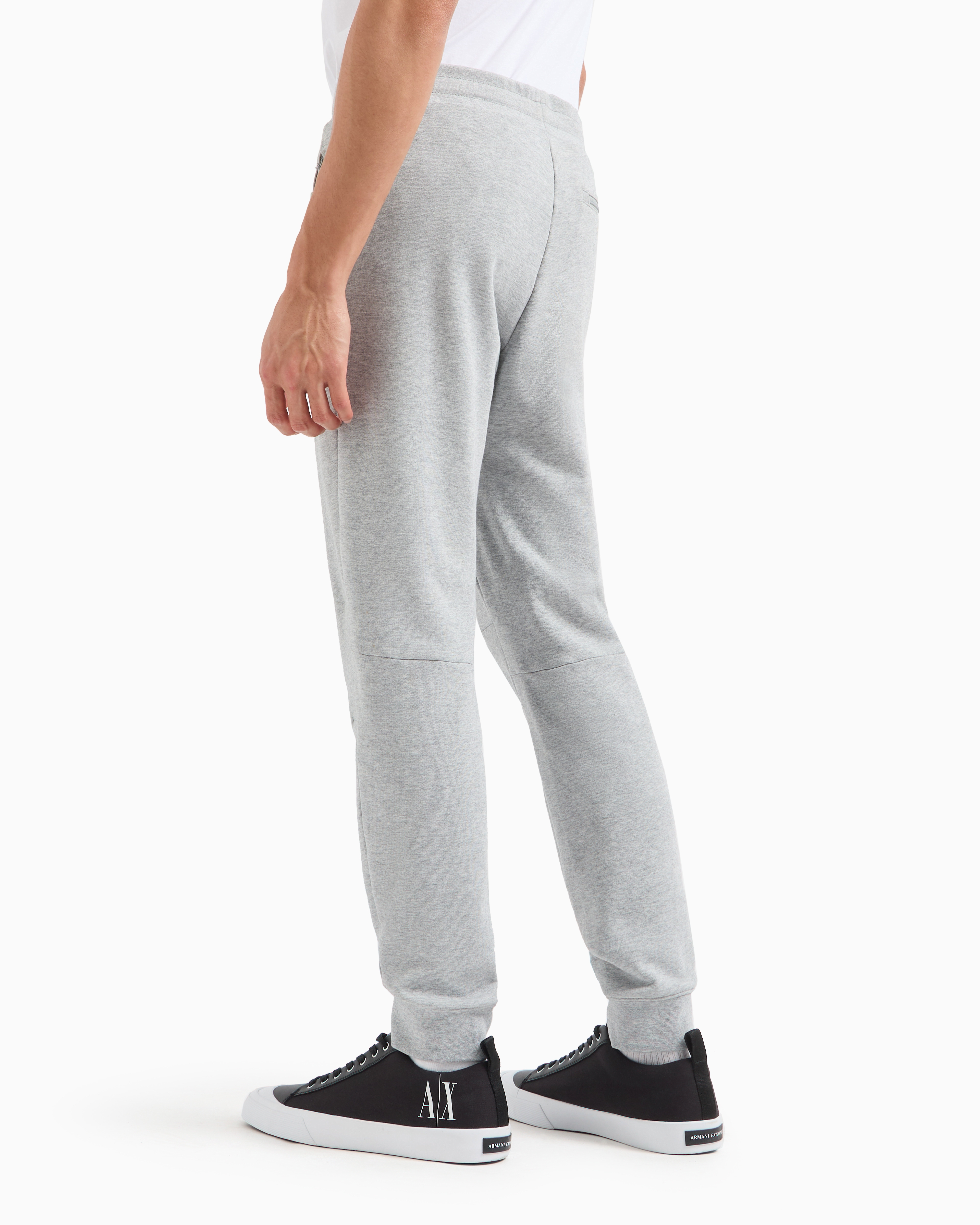 Shop Armani Exchange Soft Yarn Jogger Pants With Logo In Grey