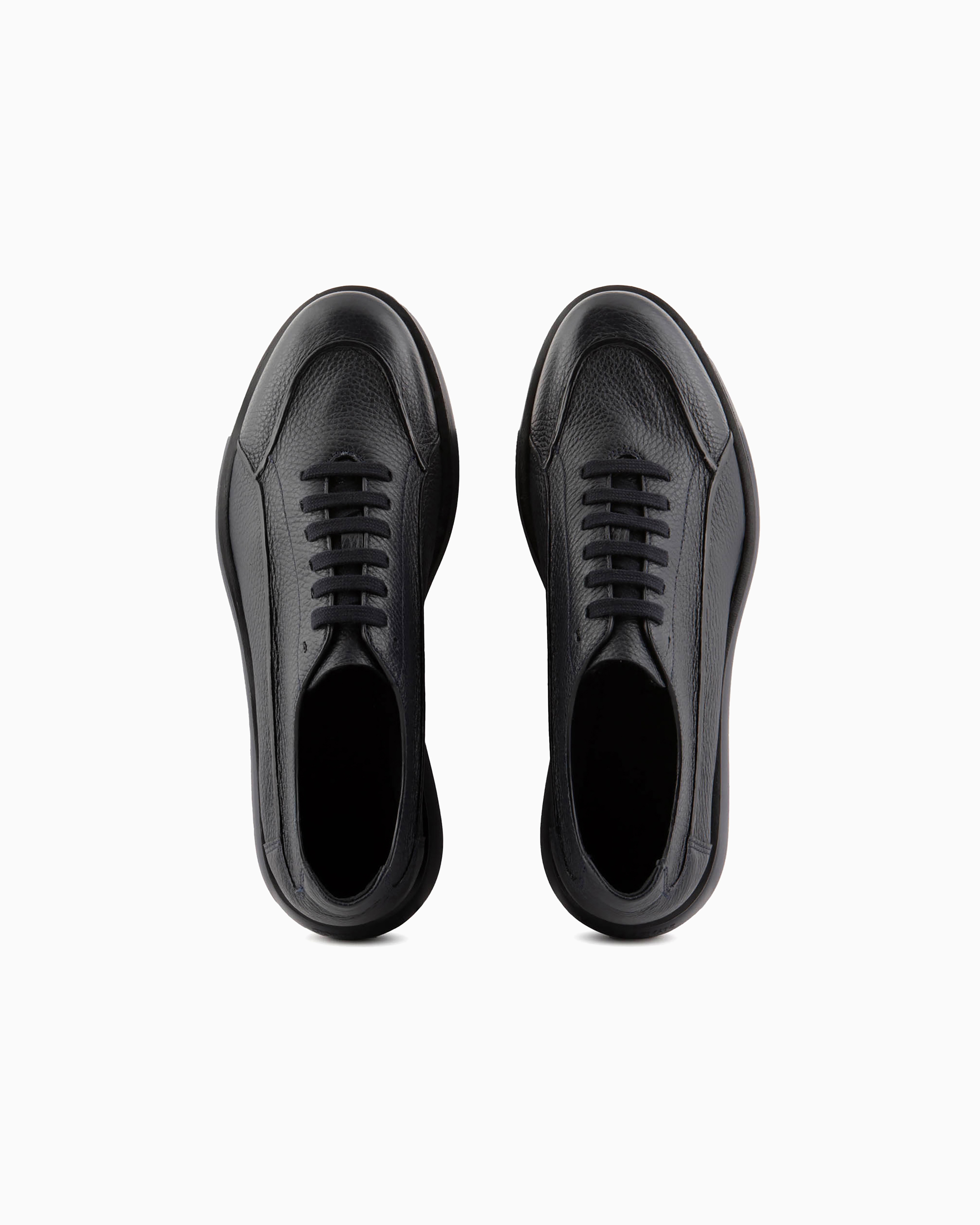 Giorgio Armani Official Store Deerskin Sneakers In Dark Brown