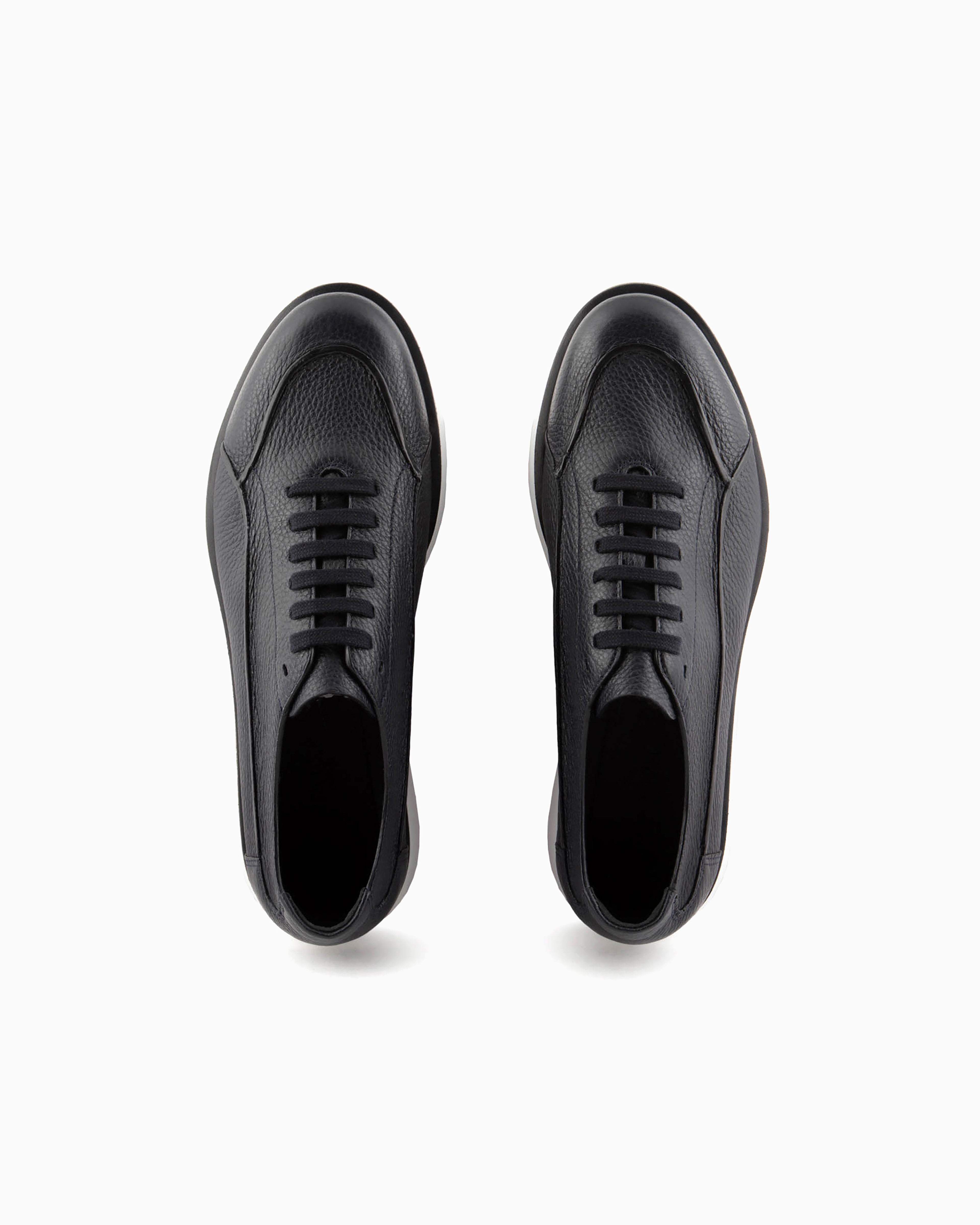 Giorgio Armani Official Store Deerskin Sneakers In Midnight Blue
