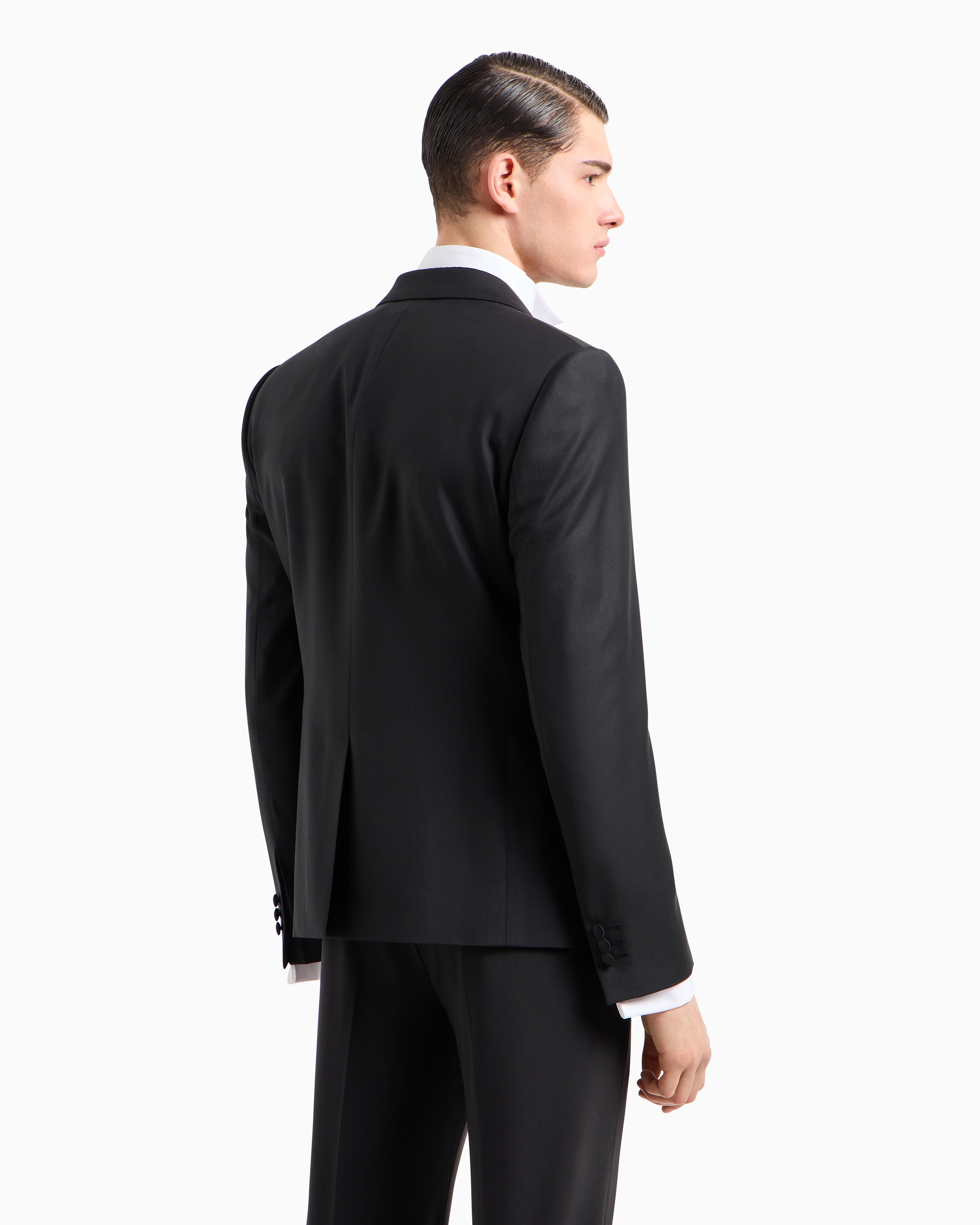 Emporio Armani Single-breasted, Worsted Virgin-wool Jacket In Black