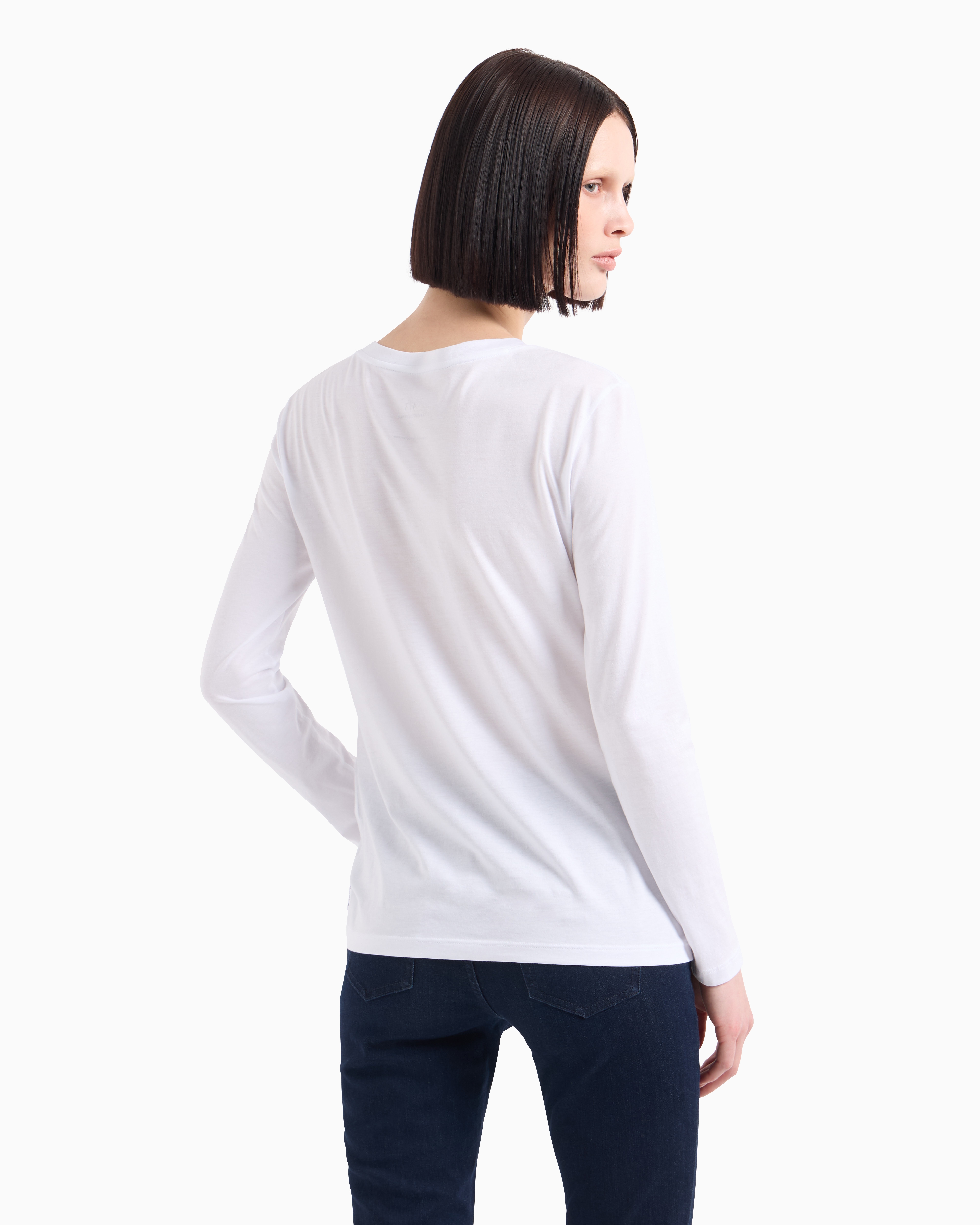 Shop Armani Exchange Regular Fit Basic Pima Cotton Long Sleeve T-shirt In White