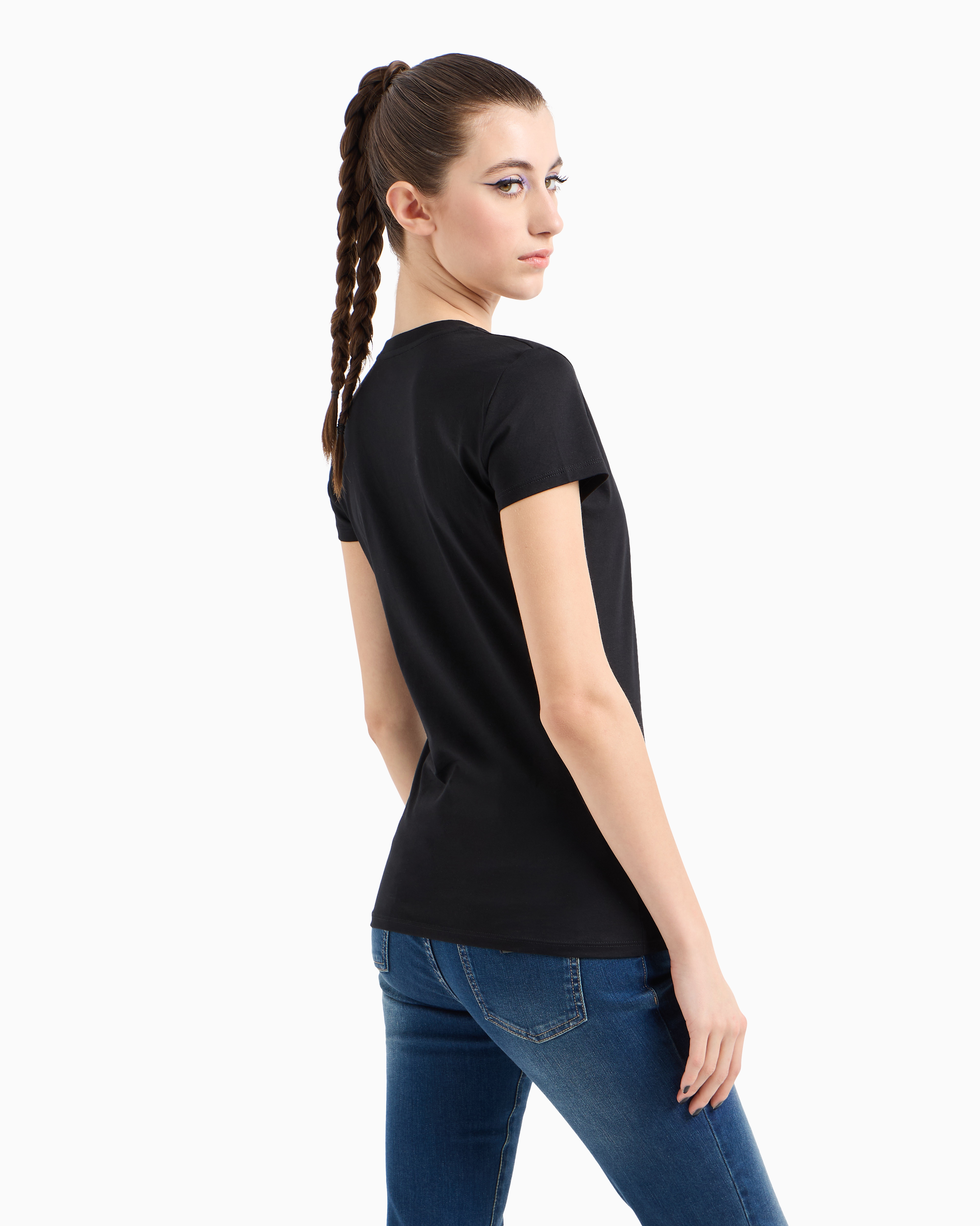 Armani Exchange Slim Fit T-shirt In Pima Cotton Jersey In Black