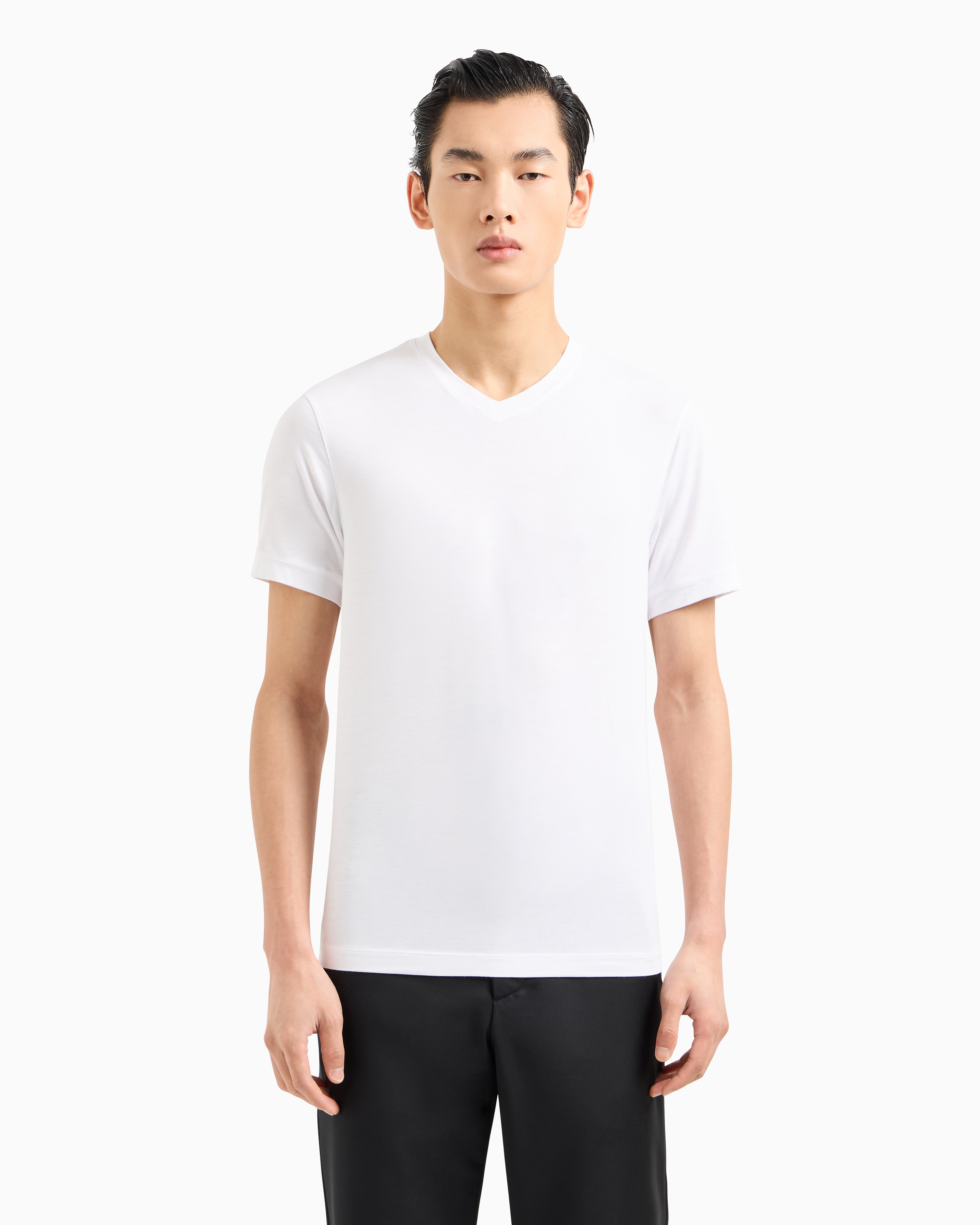 Giorgio Armani Logo Viscose T-shirt In White