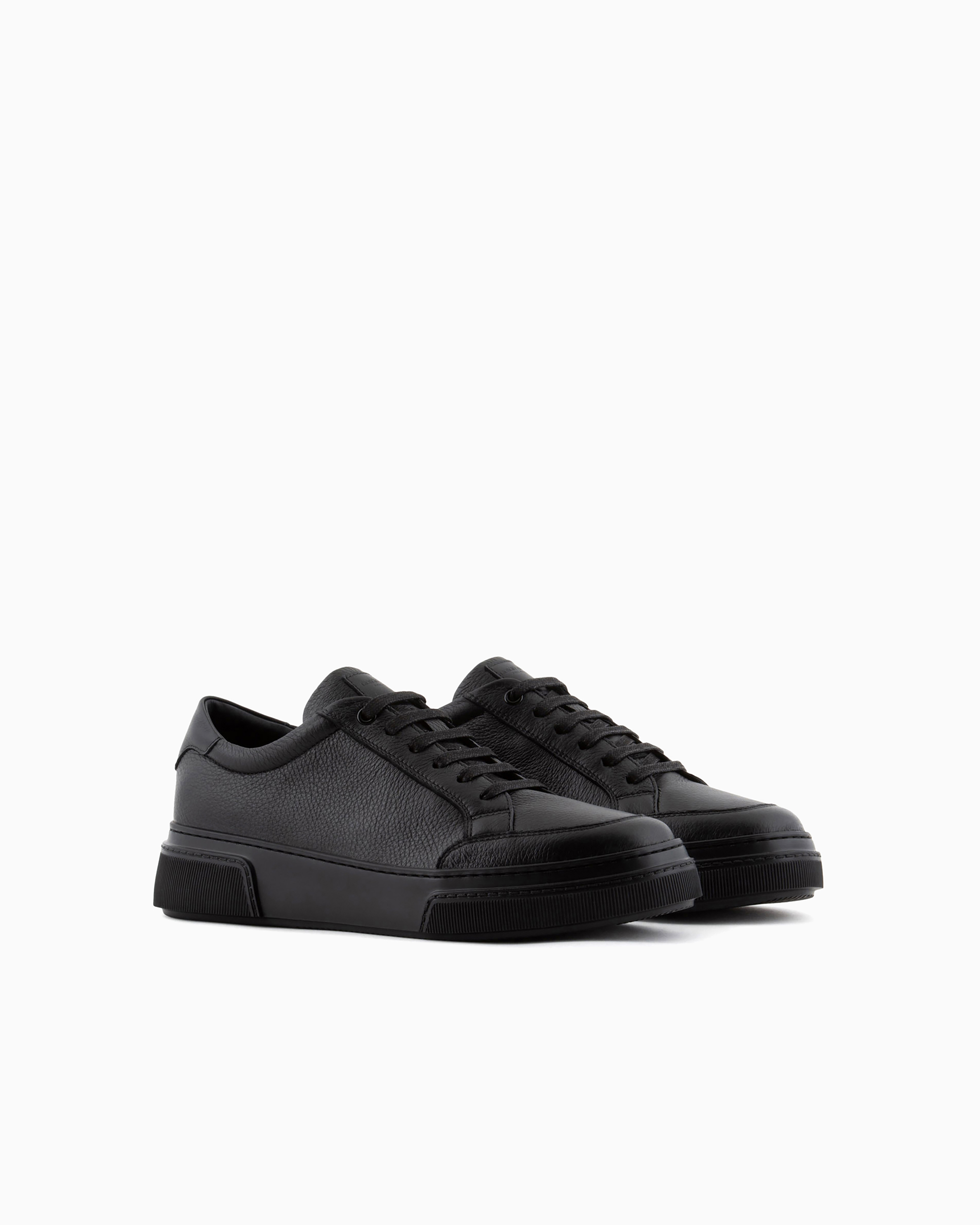 Giorgio Armani Official Store Deerskin Sneakers In Black