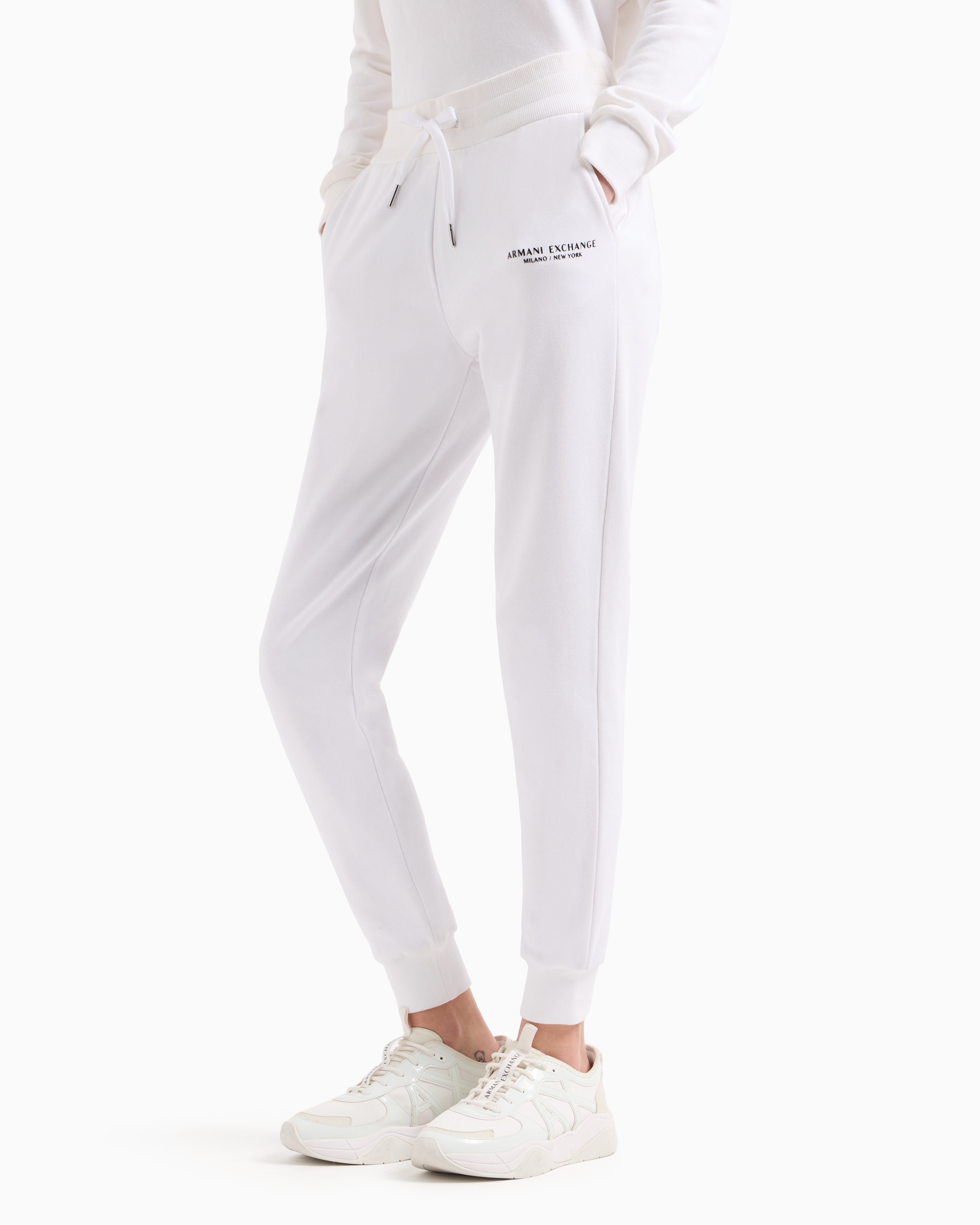 Shop Armani Exchange Milano/new York Sweat Jogger Pants In White