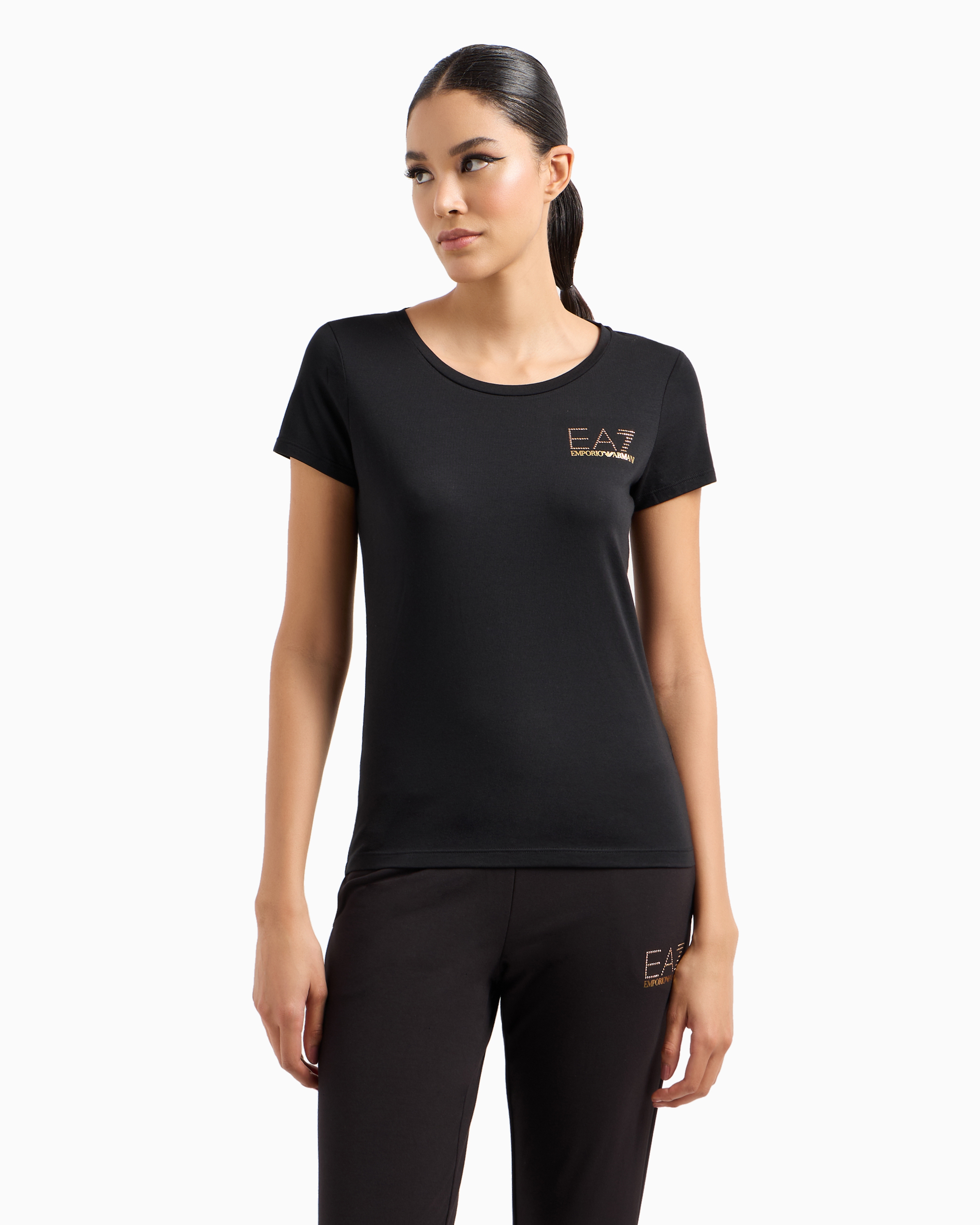 Emporio Armani Evolution Cotton-blend Jersey T-shirt In Black