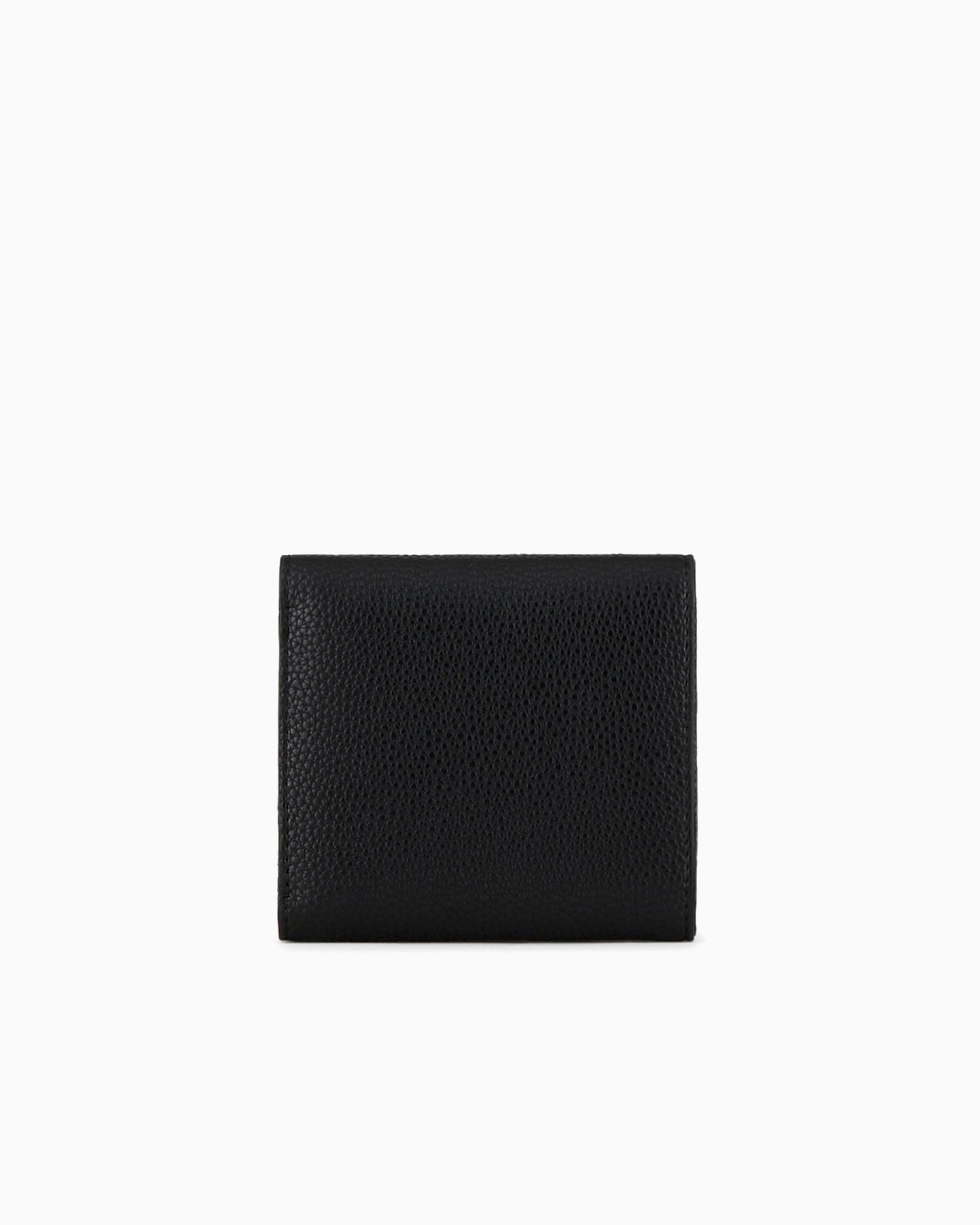 Armani Exchange Mini Wallet With Shaped Stitching In Black