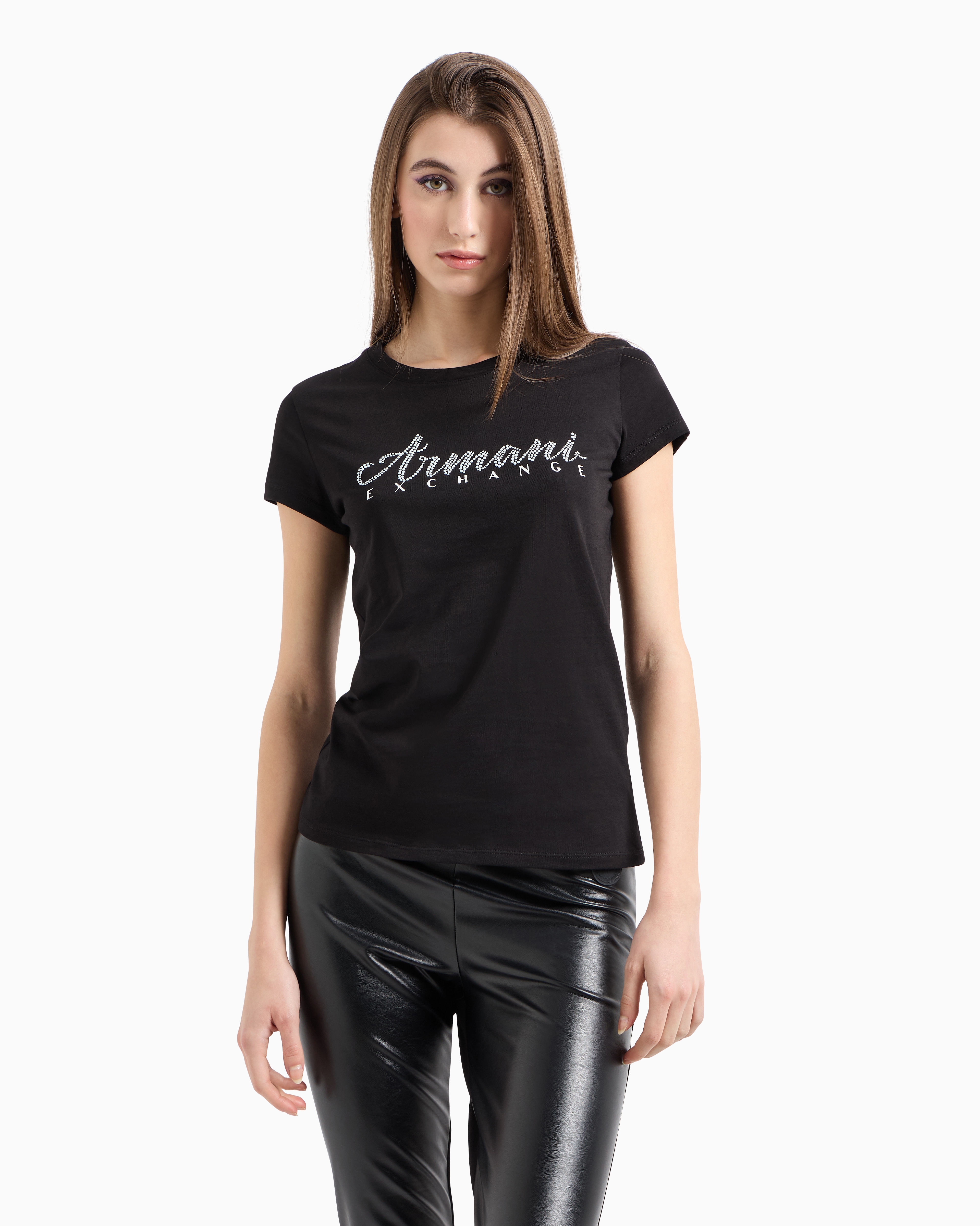 Shop Armani Exchange Slim Fit T-shirt In Stretch Cotton Jersey In Black