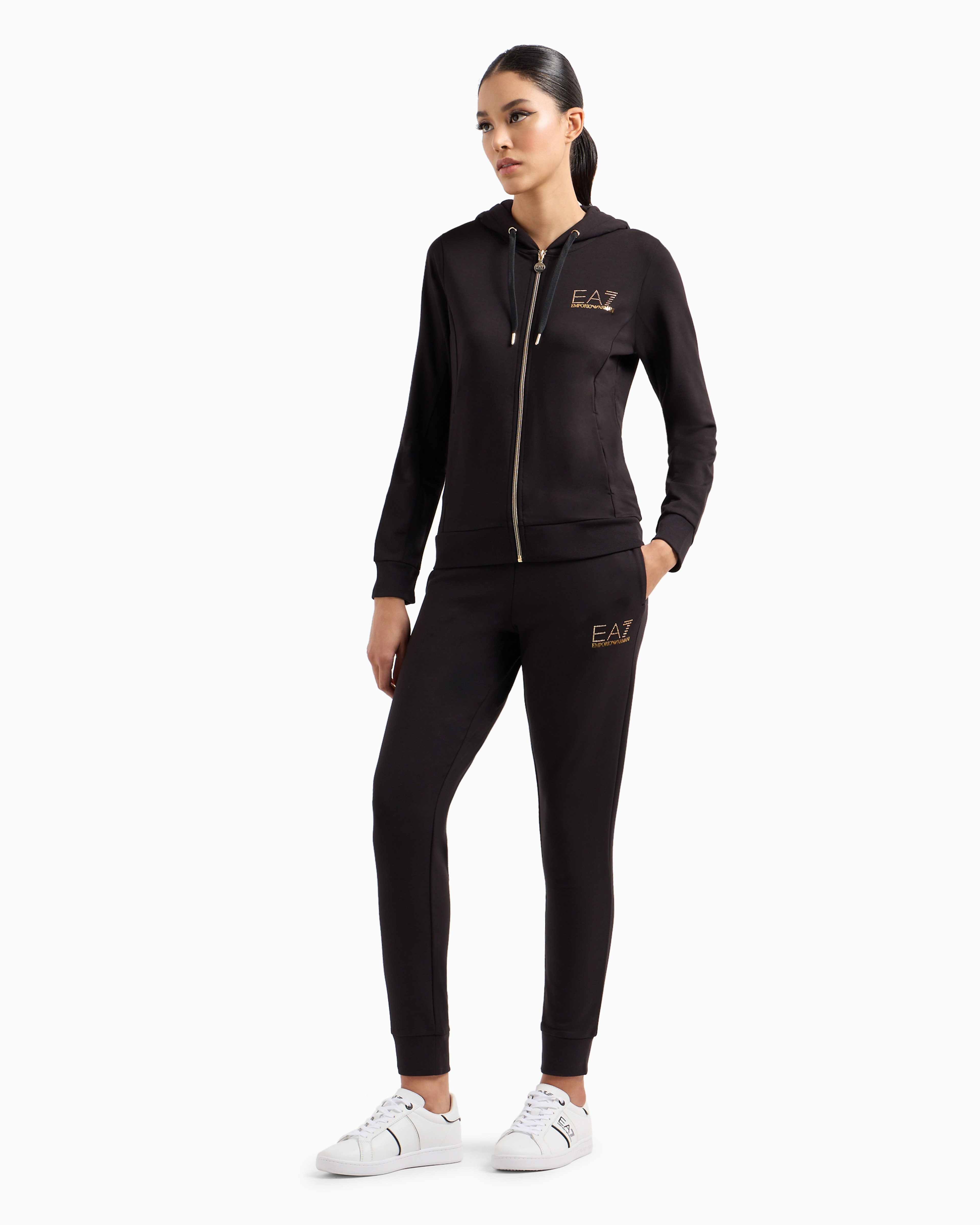 Shop Ea7 Evolution Stretch Viscose-blend Tracksuit In Black