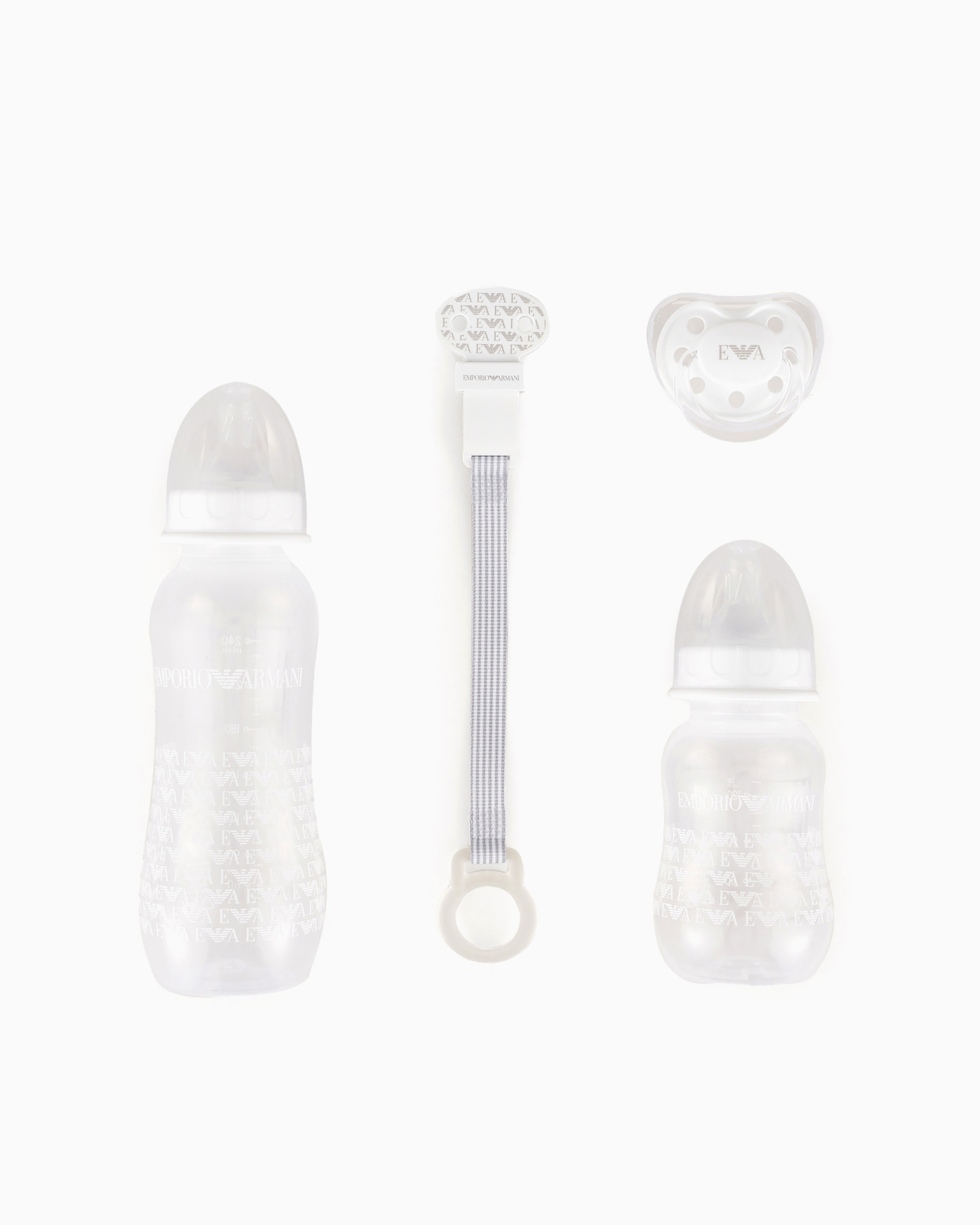 Shop Emporio Armani Infant-care Set With Two Bottles, Dummy And Clip-on Drawstring In White