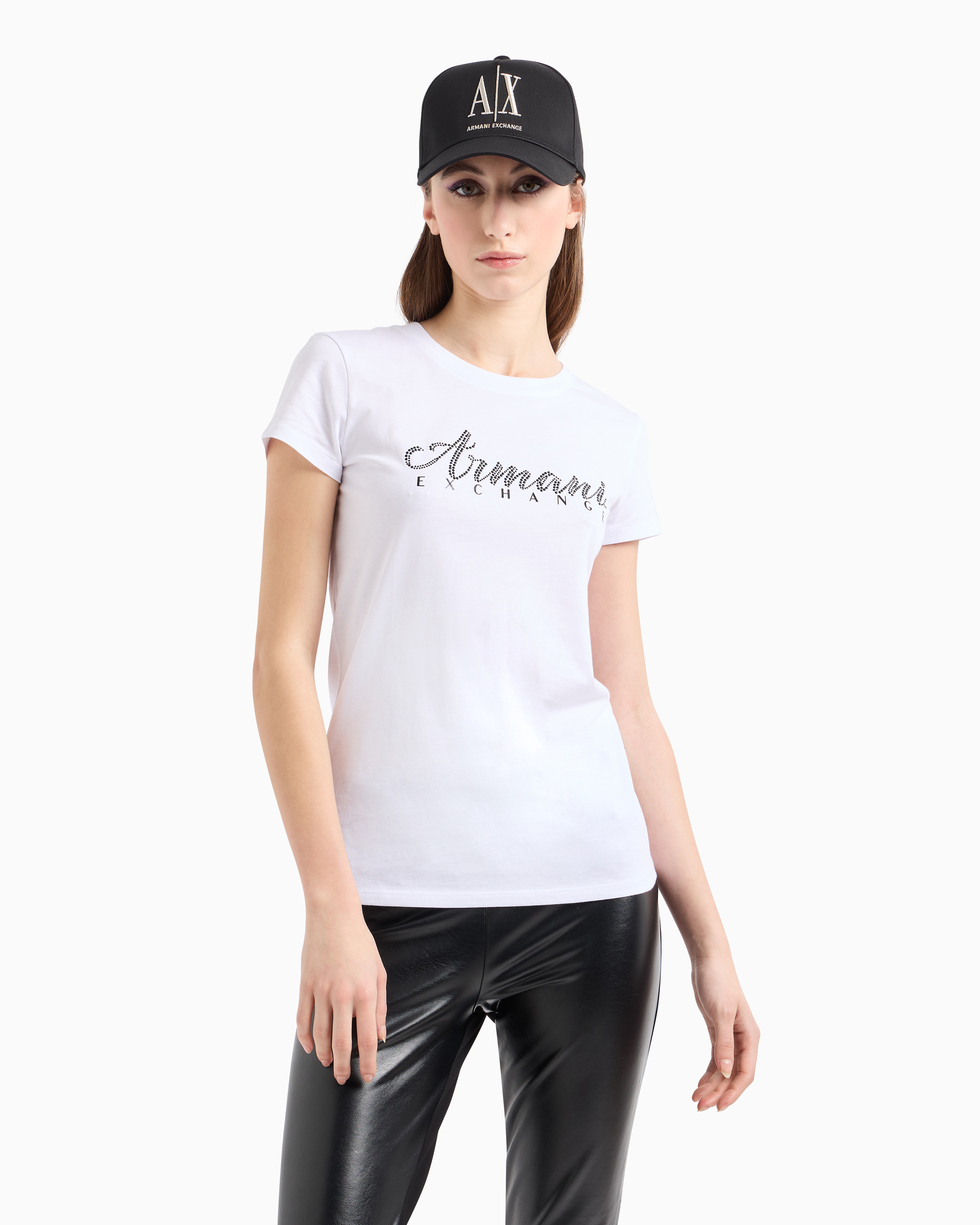 Armani Exchange Slim Fit T-shirt In Stretch Cotton Jersey In White