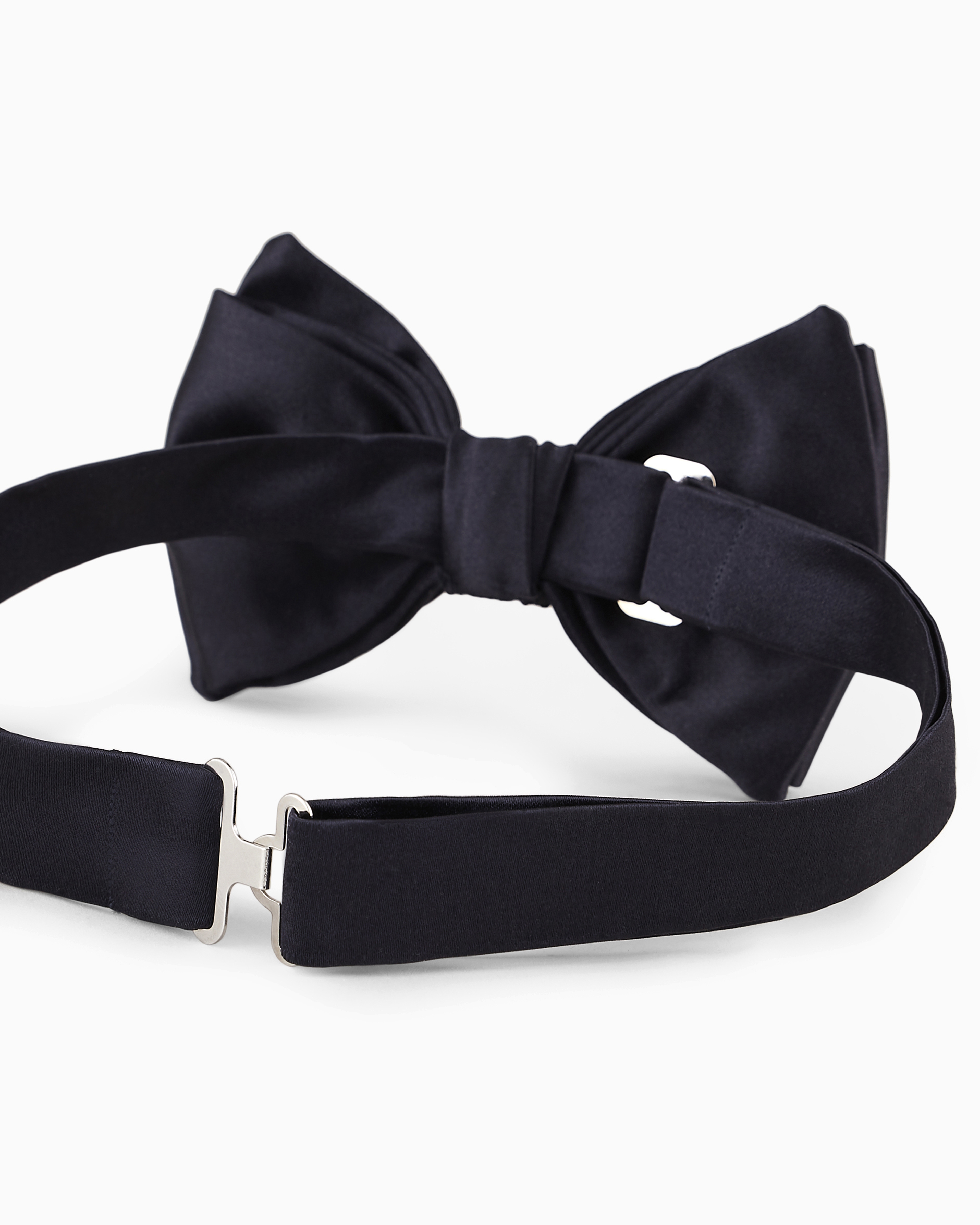 Emporio Armani Knotted Bow Tie In Micro-textured Pure Silk In Black