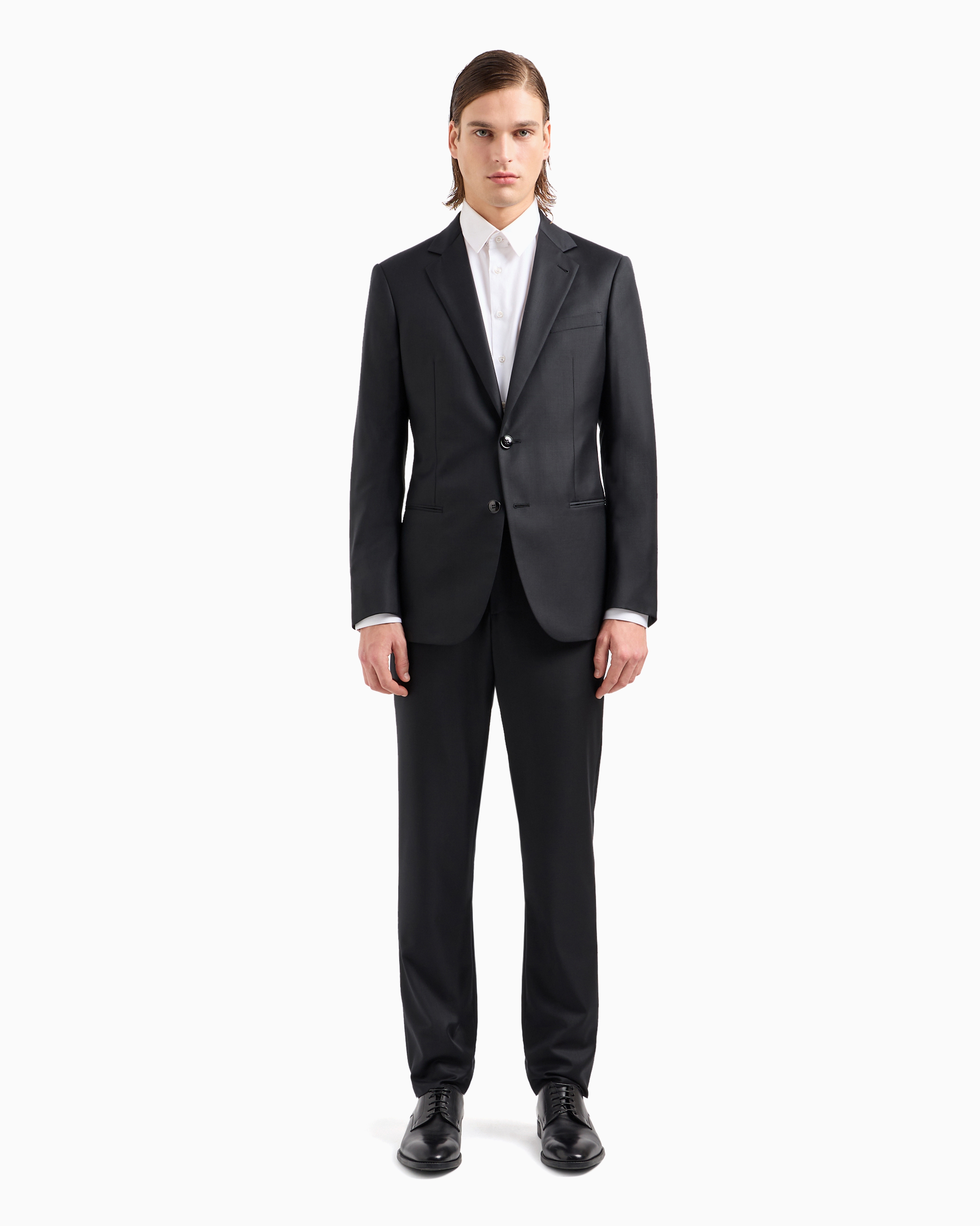 Shop Giorgio Armani Soho Line Single-breasted Suit In Wool And Cashmere In Black