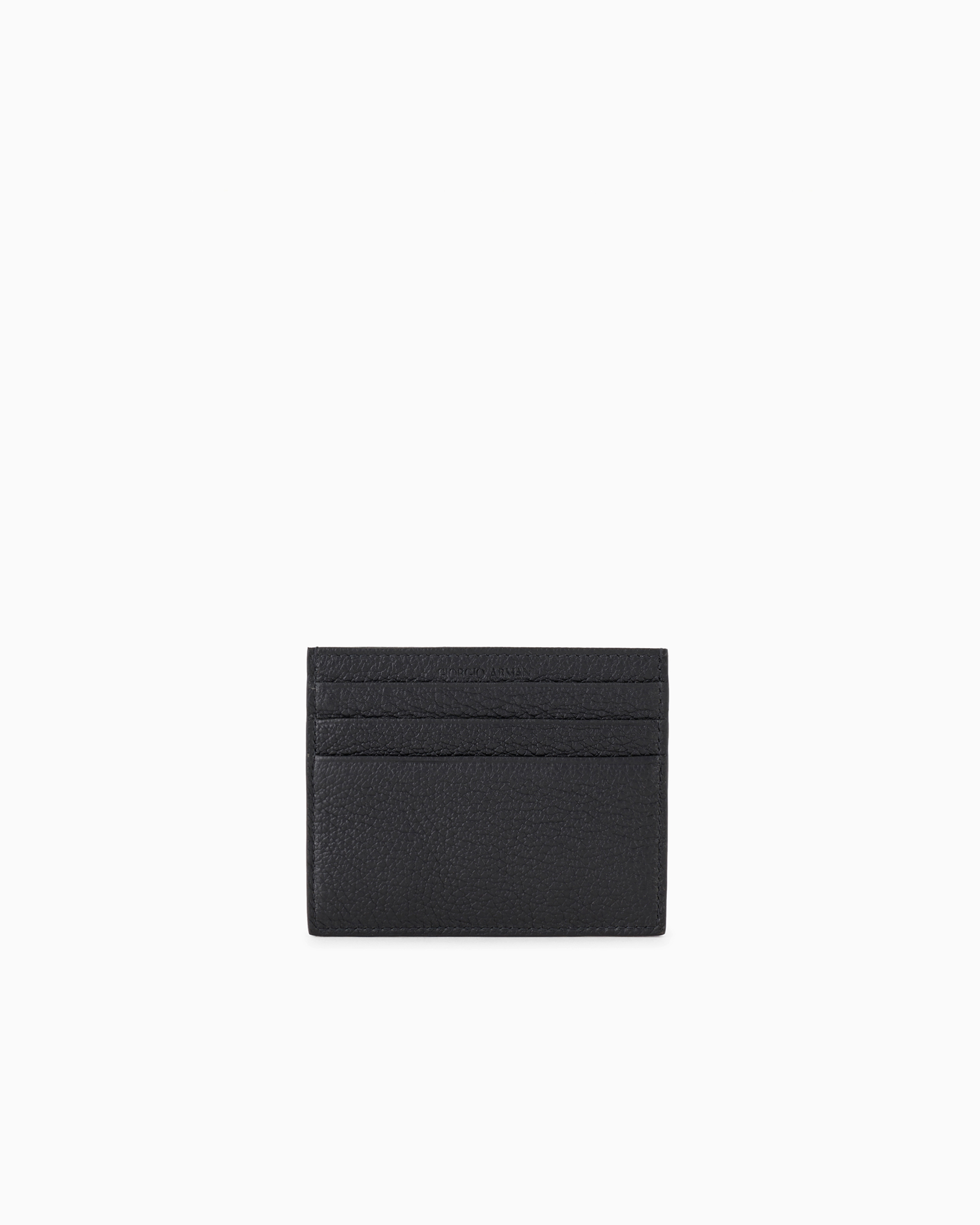 Giorgio Armani Official Store Leather Card Holder In Black