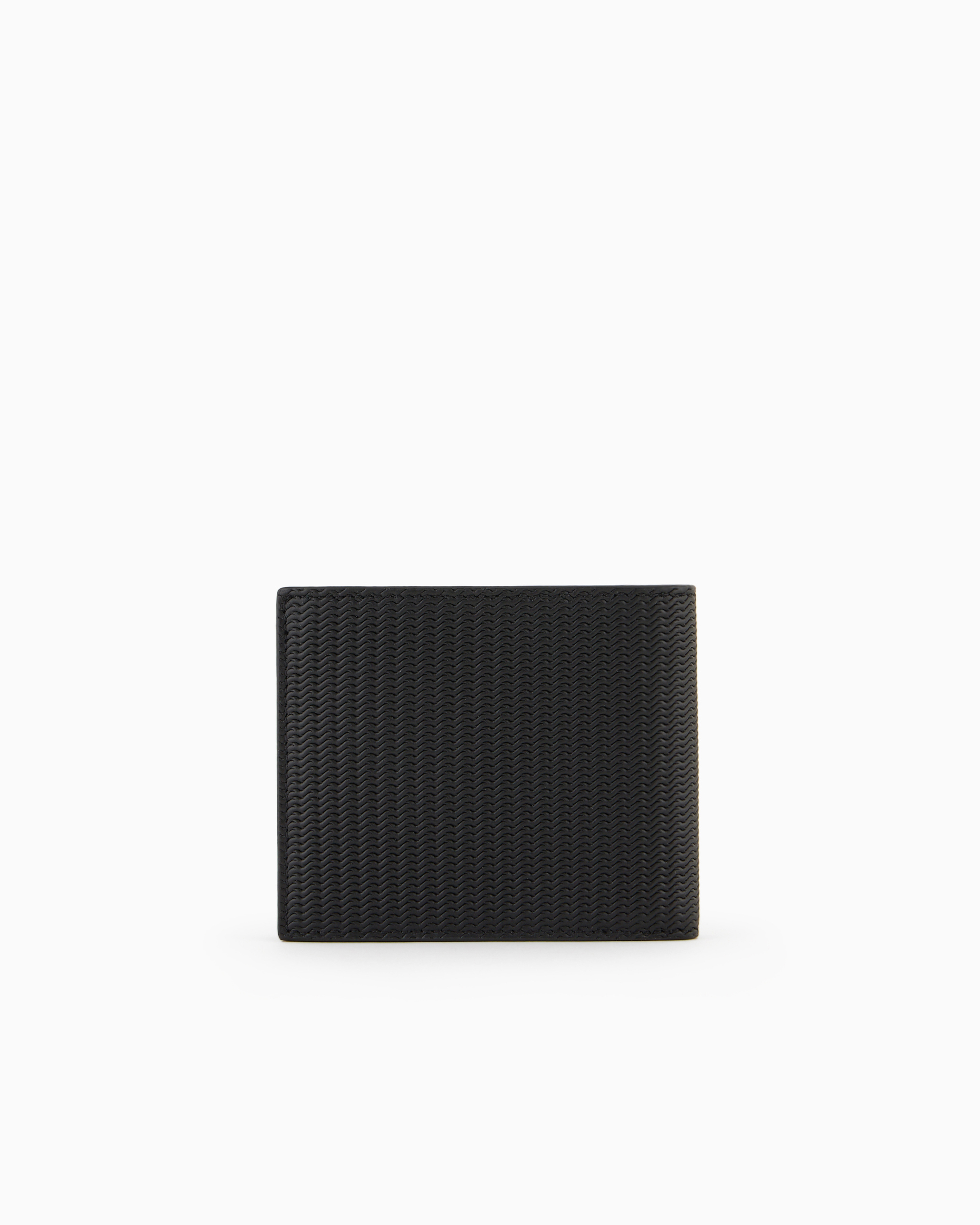 Giorgio Armani Official Store Bifold Wallet In Embossed Leather In Black