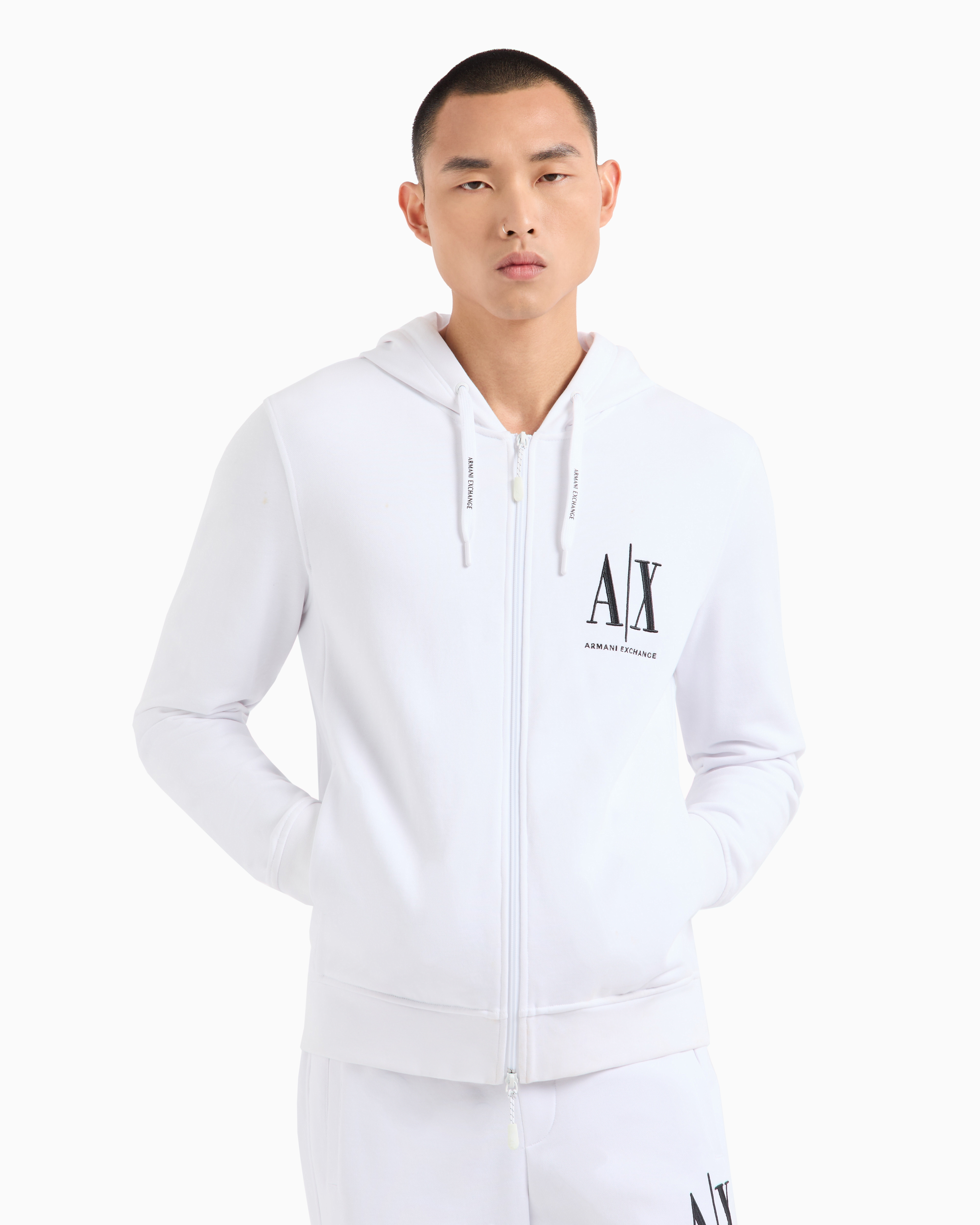 ARMANI EXCHANGE STRETCH FABRIC ZIP-UP SWEATSHIRT 