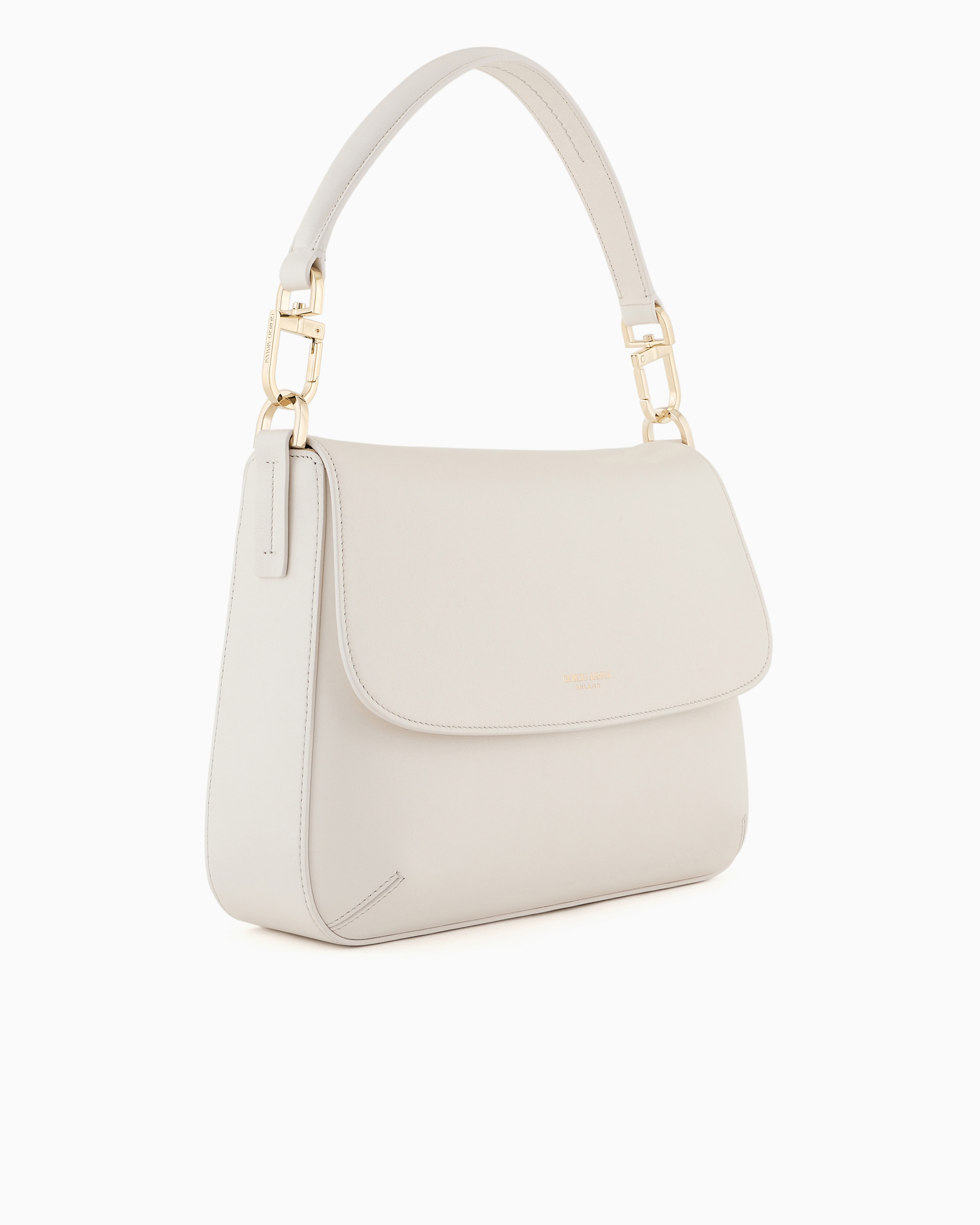 Giorgio Armani Official Store Medium La Prima Soft Baguette Bag In Nappa Leather In Milky White