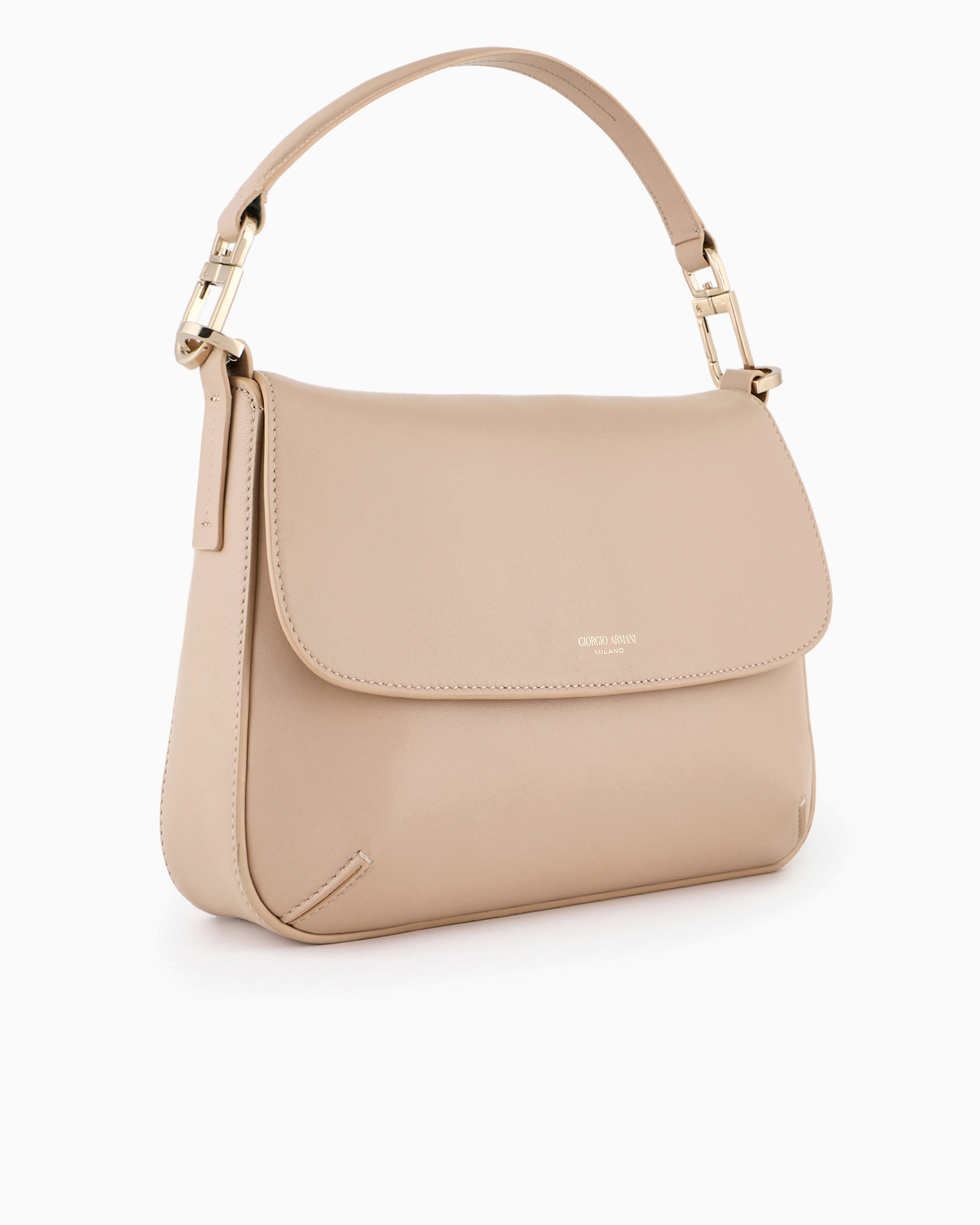 Giorgio Armani Official Store Medium La Prima Soft Baguette Bag In Nappa Leather In Beige