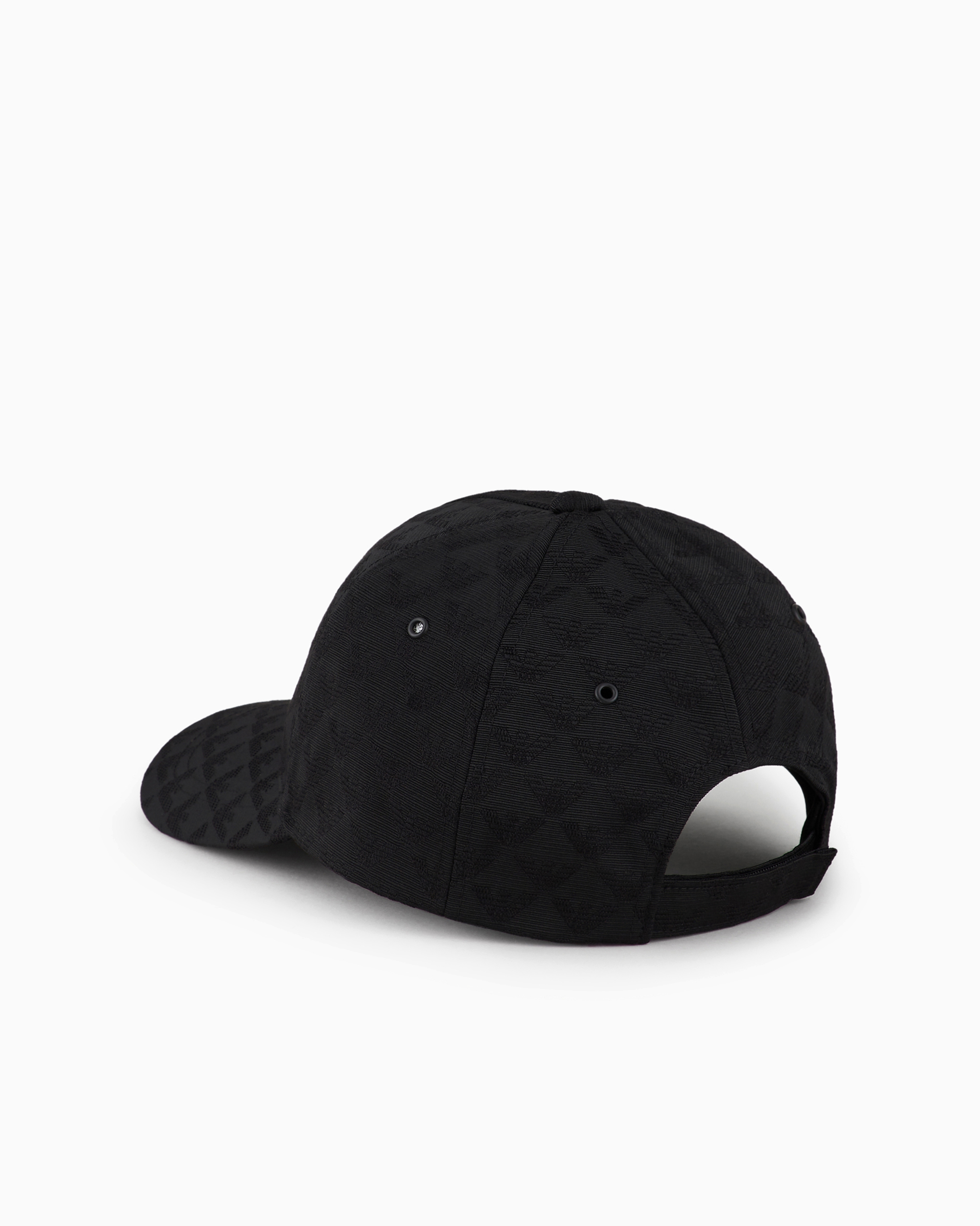 Emporio Armani Fabric Baseball Cap With Jacquard Monogram In Black