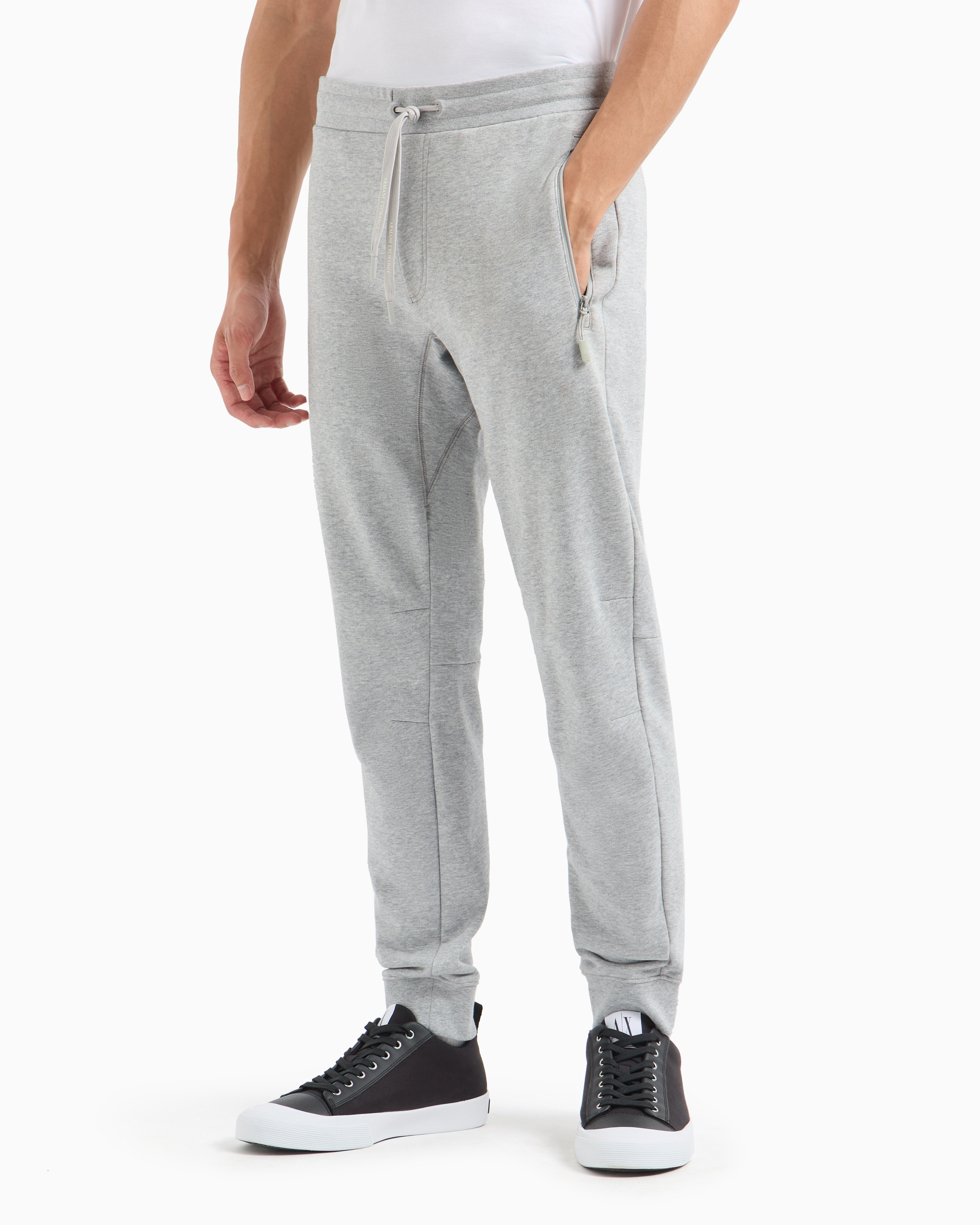 Shop Armani Exchange Soft Yarn Jogger Pants With Logo In Grey