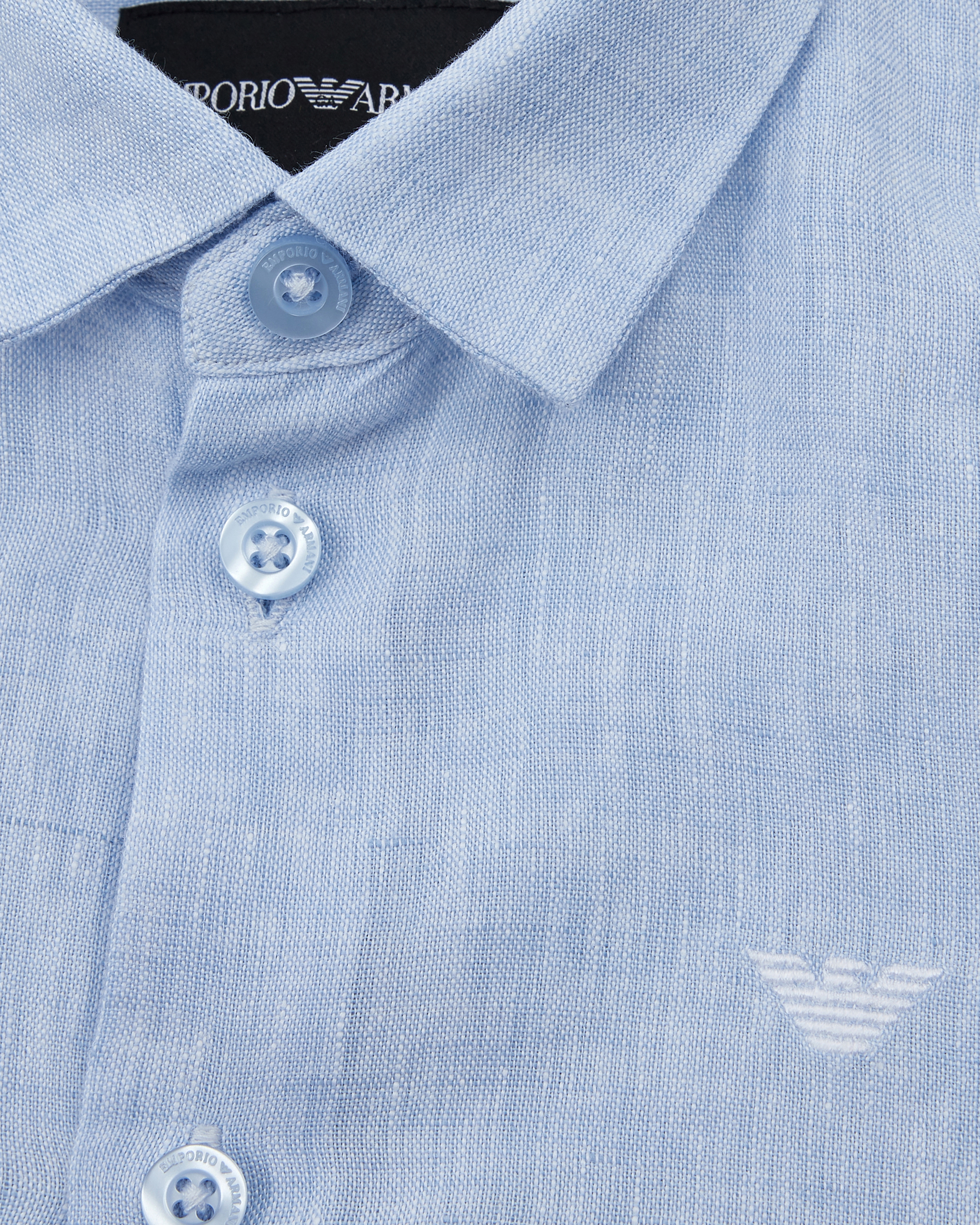 Emporio Armani Official Store Linen Shirt In Azure