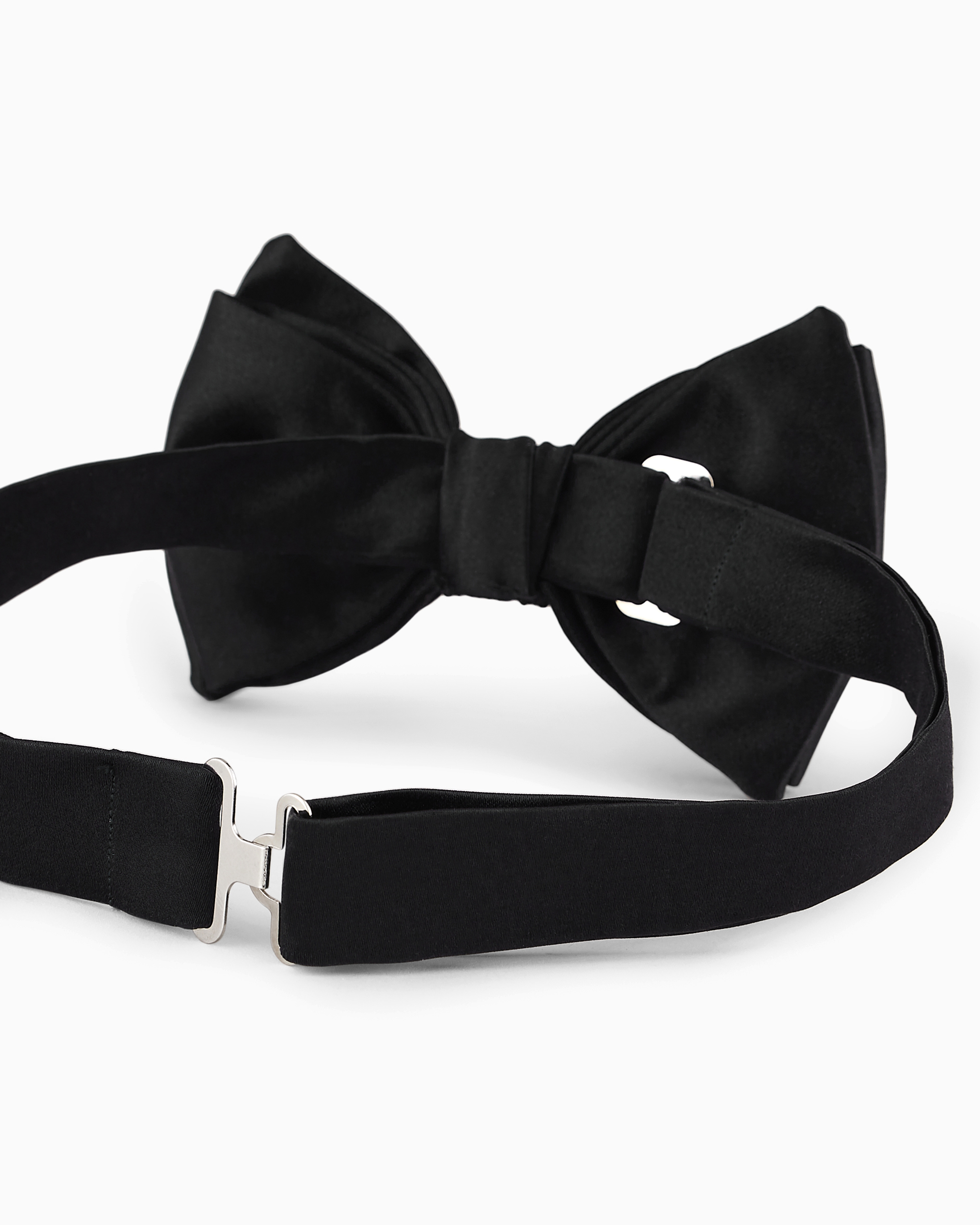Emporio Armani Official Store Pure Silk Bow Tie With Jacquard Micro-motif In Black