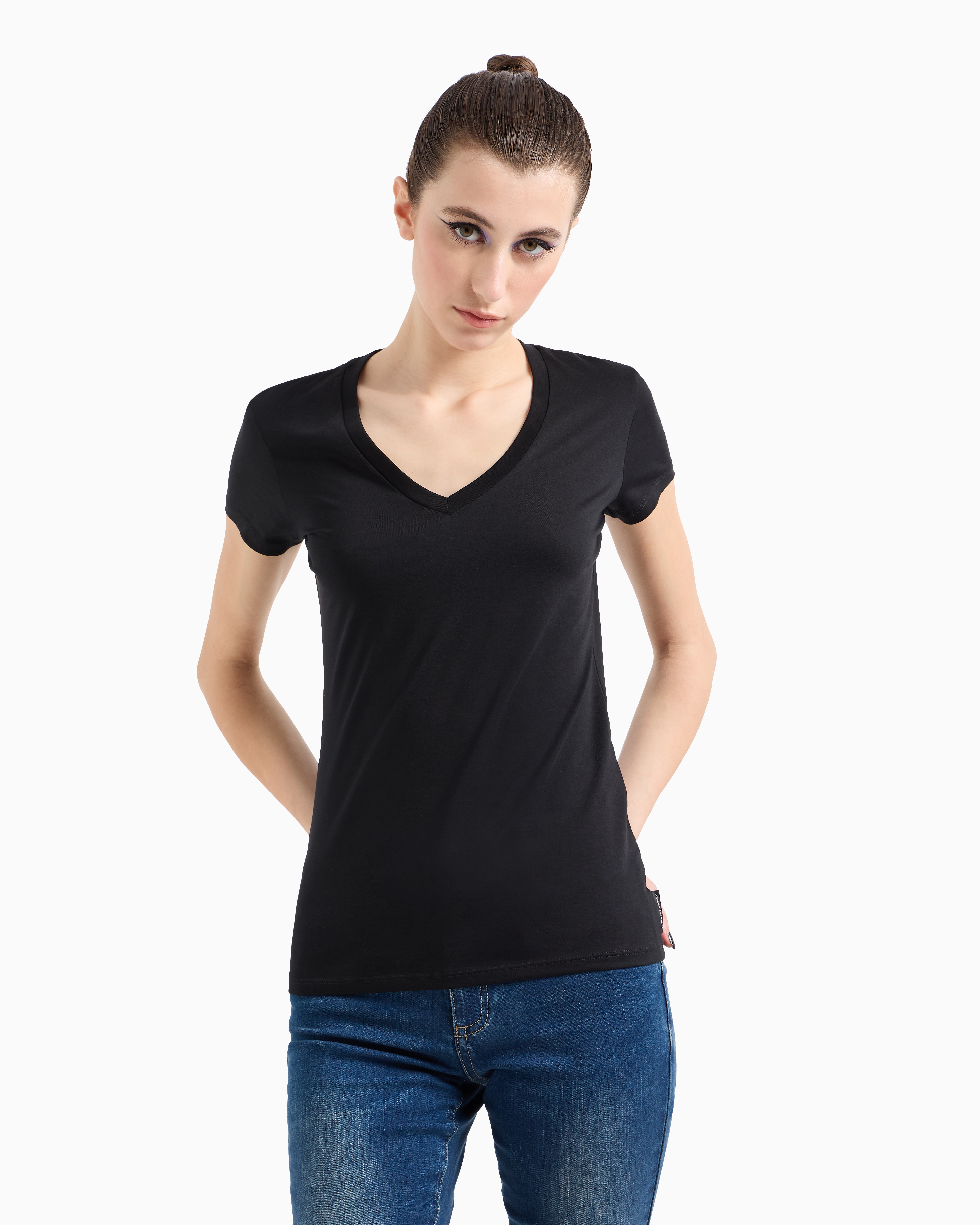 Armani Exchange Slim Fit T-shirt In Pima Cotton Jersey In Black
