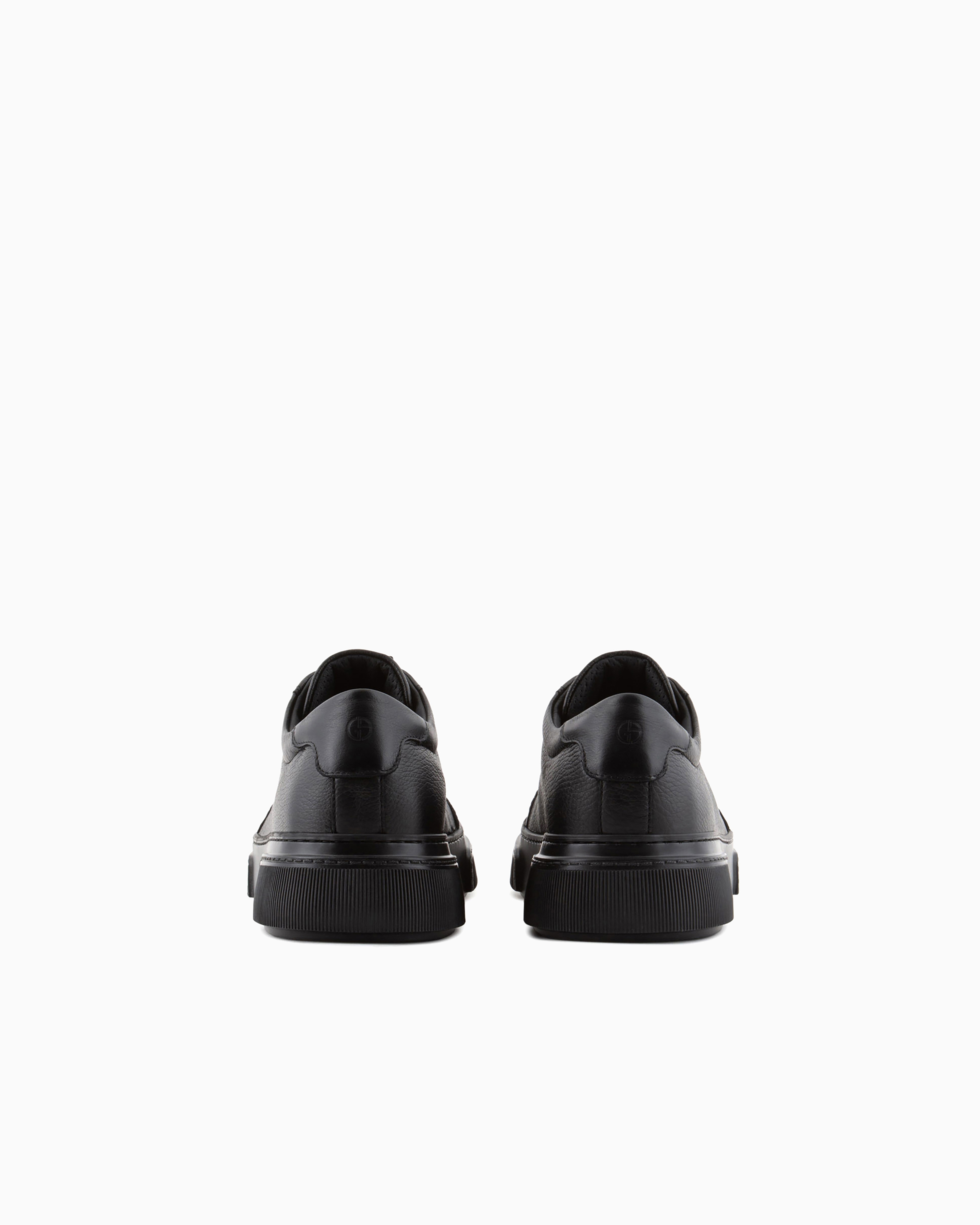 Giorgio Armani Official Store Deerskin Sneakers In Black