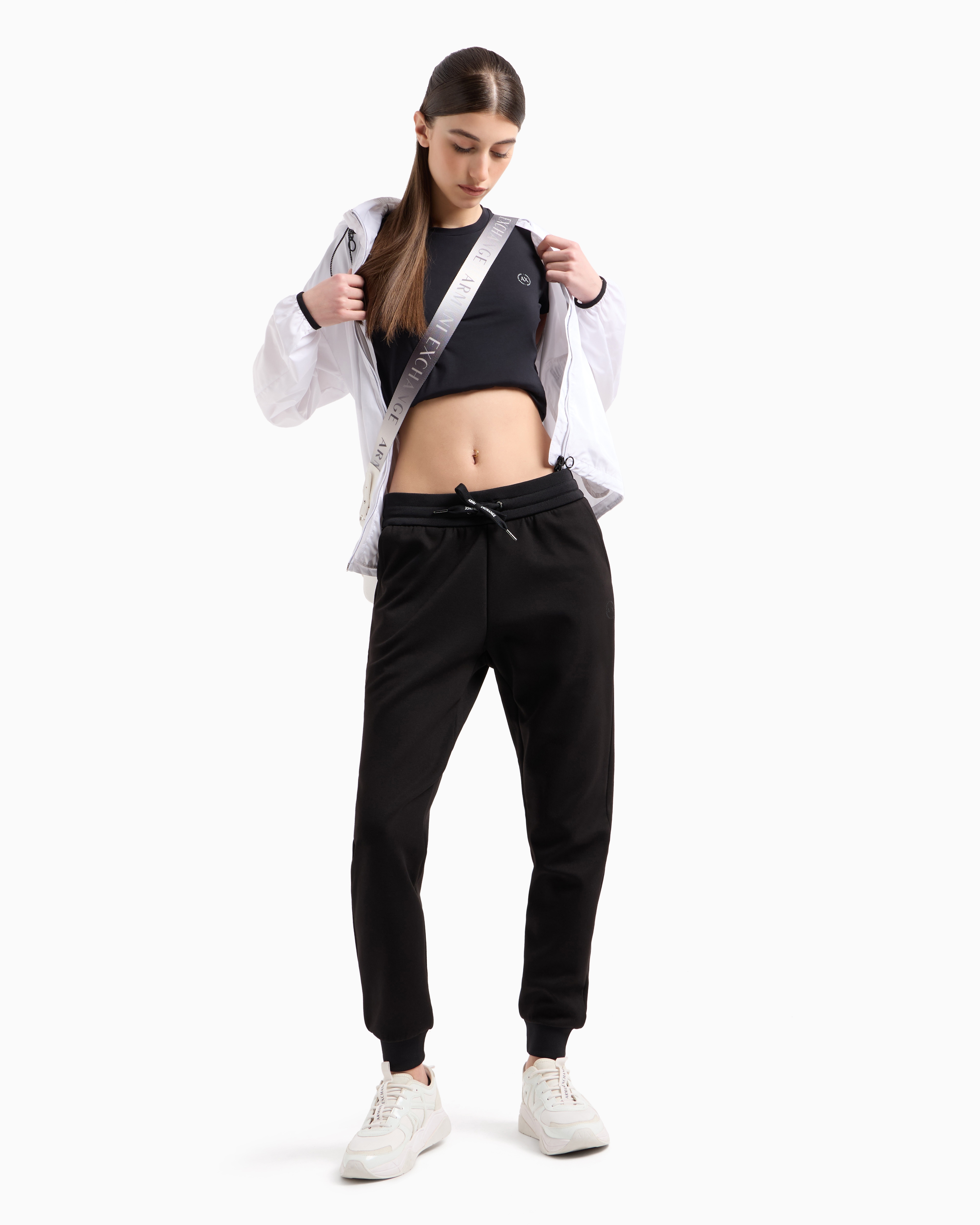Armani Exchange Jacket With Contrasting Decorative Stitching In White