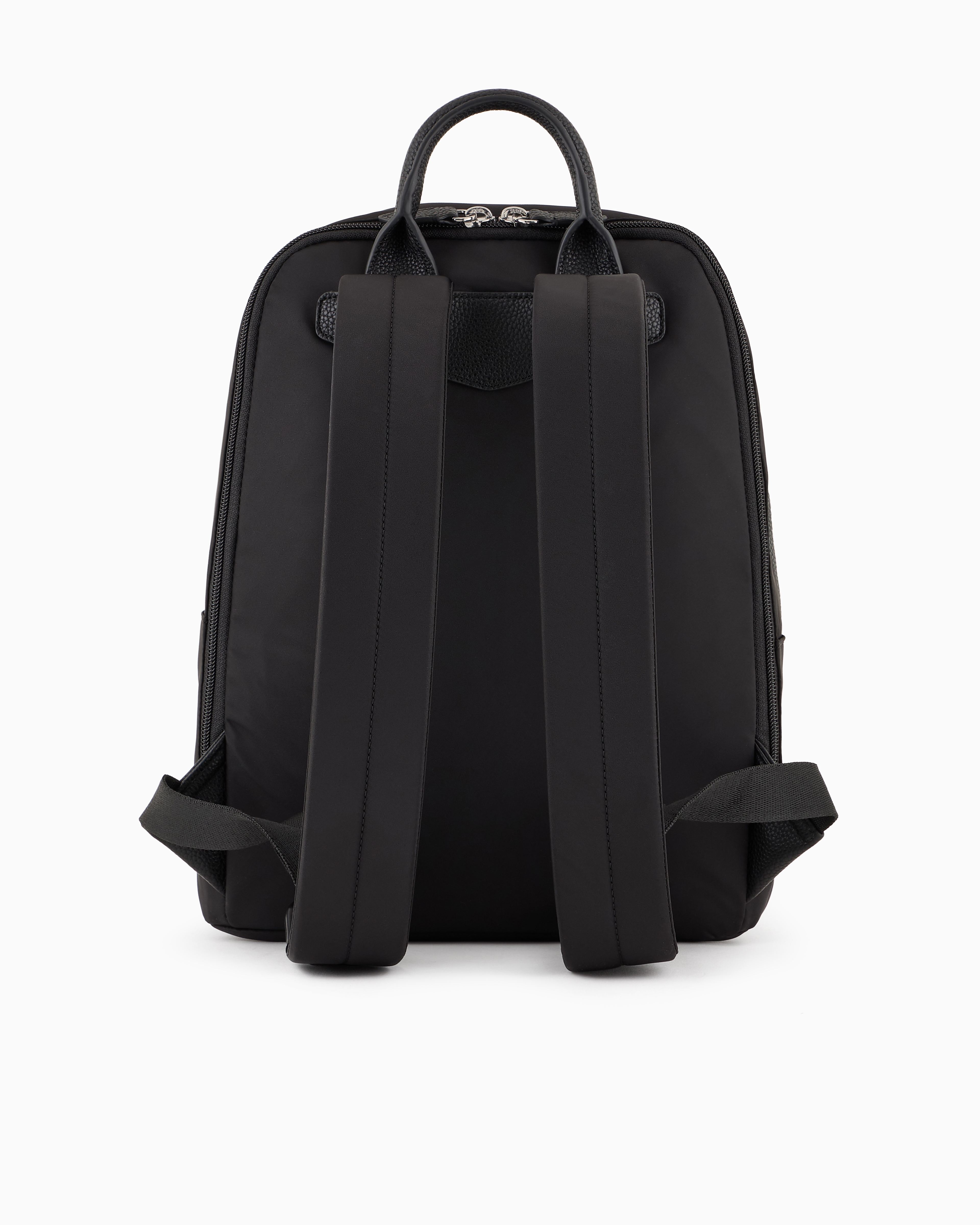 Emporio Armani Official Store Asv Recycled Nylon Backpack With Eagle Plaque In Black