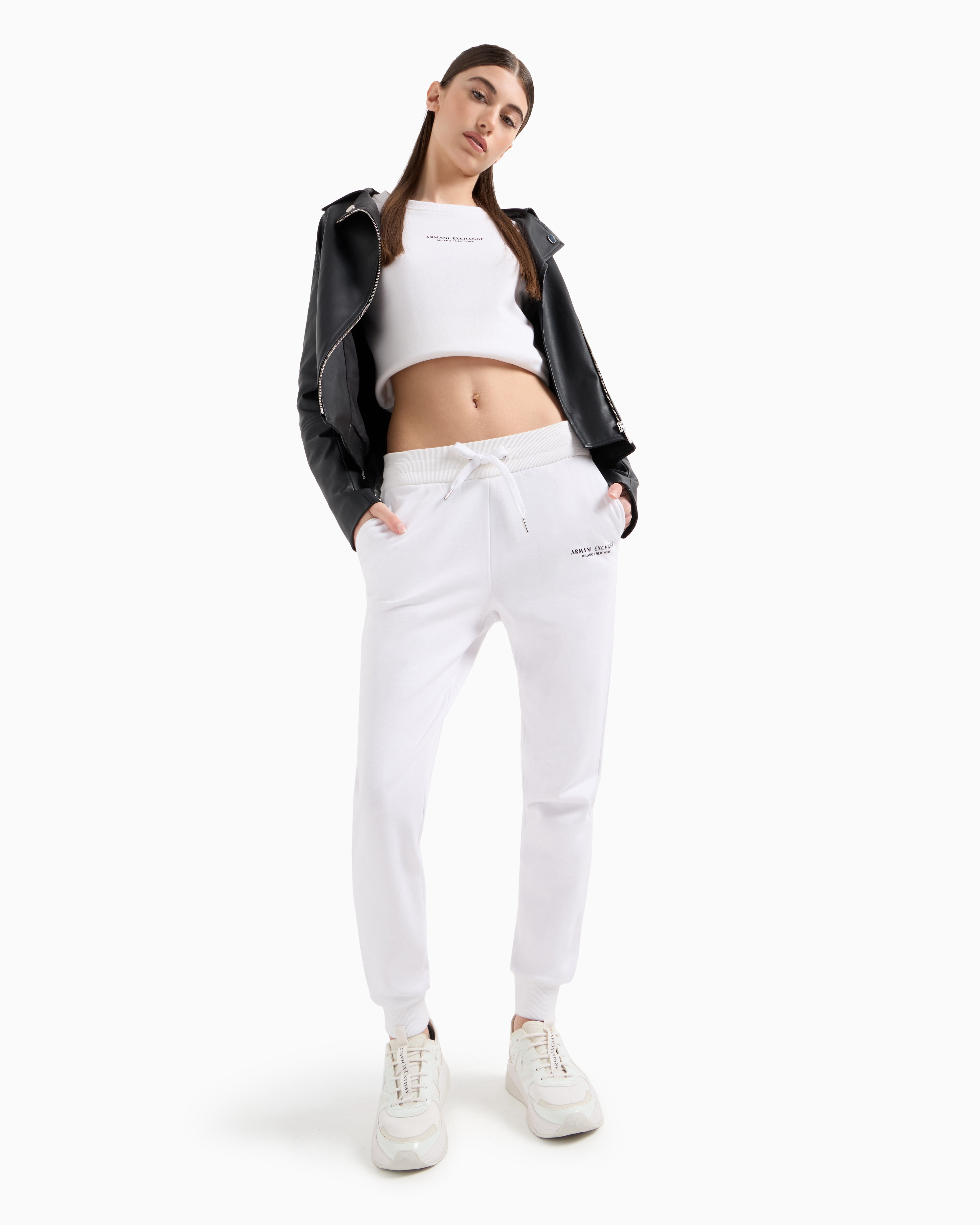 Shop Armani Exchange Milano/new York Sweat Jogger Pants In White