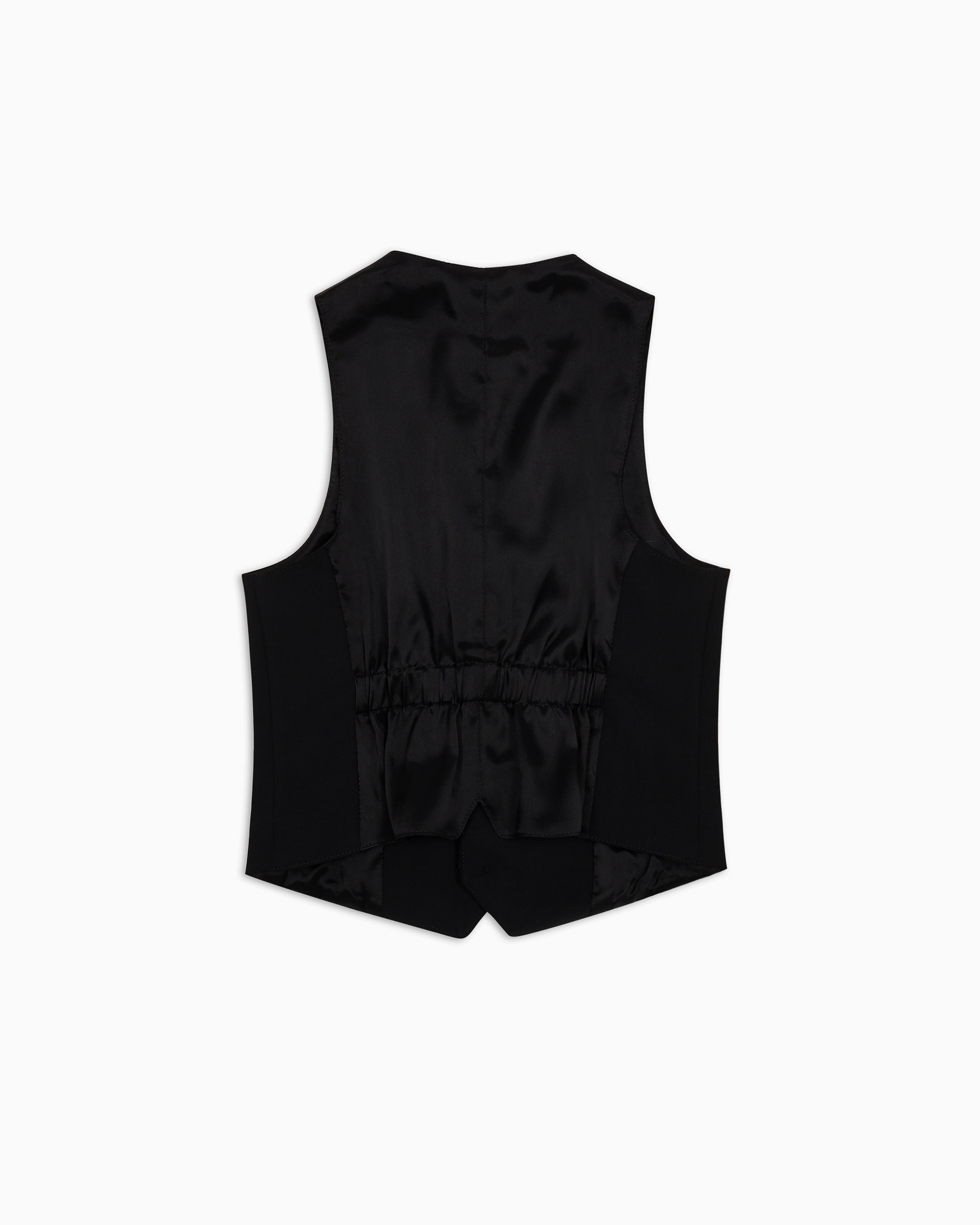 Emporio Armani Official Store Single-breasted Waistcoat In Light Wool With Satin Details In Black